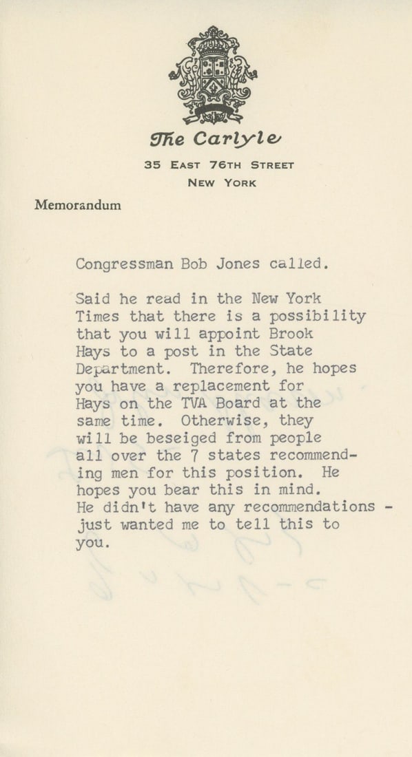 Evelyn Lincoln – White House Memoranda to JFK – Typed Notes – Pre-Inauguration & E - 2