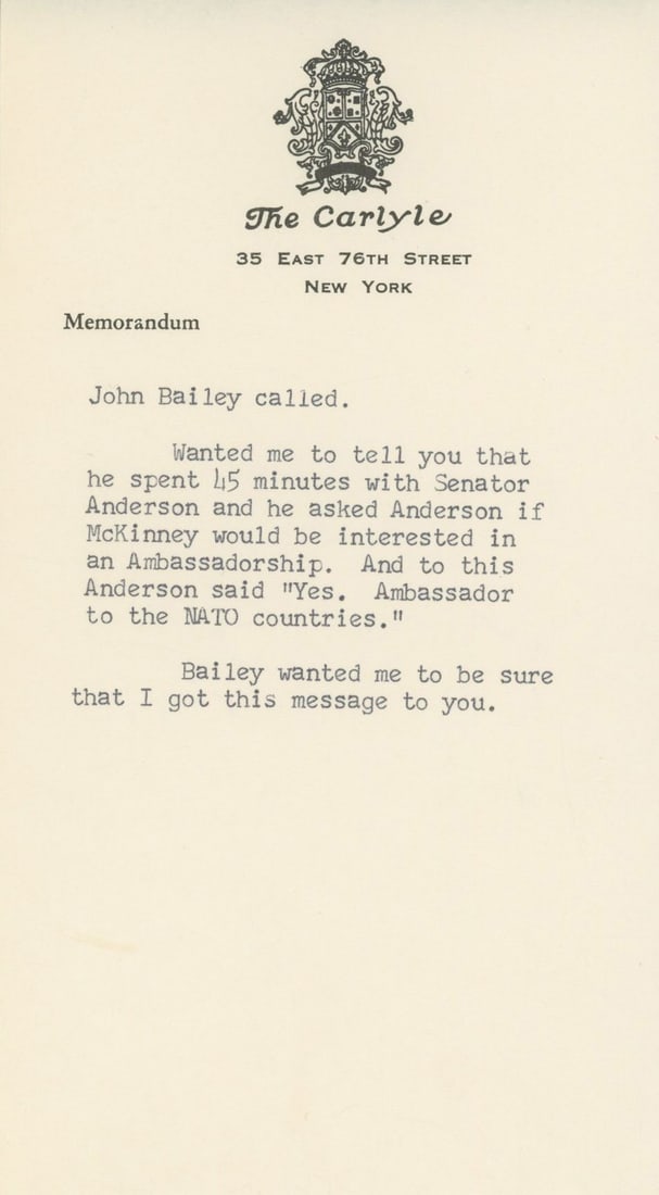 Evelyn Lincoln – White House Memoranda to JFK – Typed Notes – Pre-Inauguration & E - 3