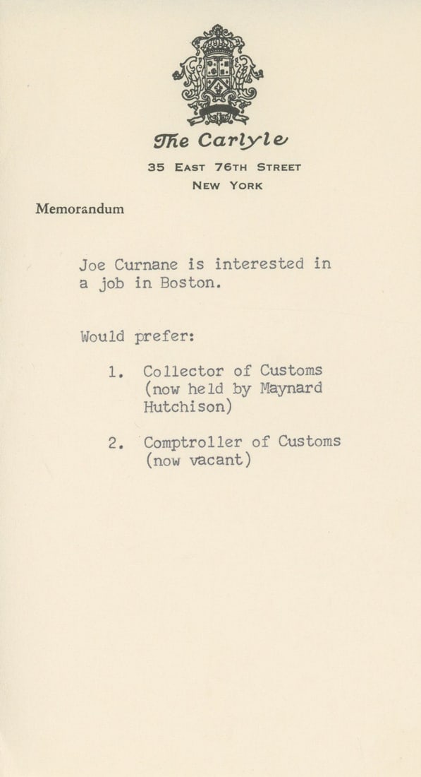 Evelyn Lincoln – White House Memoranda to JFK – Typed Notes – Pre-Inauguration & E - 5