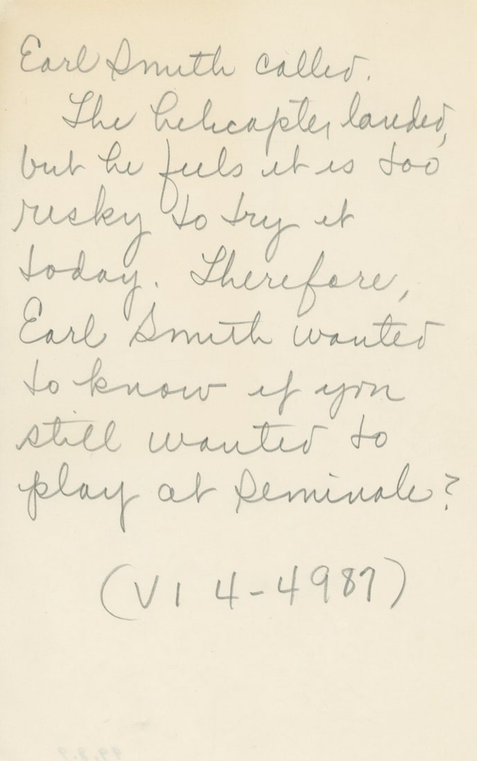 Evelyn Lincoln – White House Era Handwritten Memo to JFK Re. Camp David / Rehoboth Call: Details: Evelyn Lincoln handwritten White House–era memo addressed to John F. Kennedy, written in pencil on a 5 × 8 inch sheet. The memo reads in full: “Earl Smith called. The