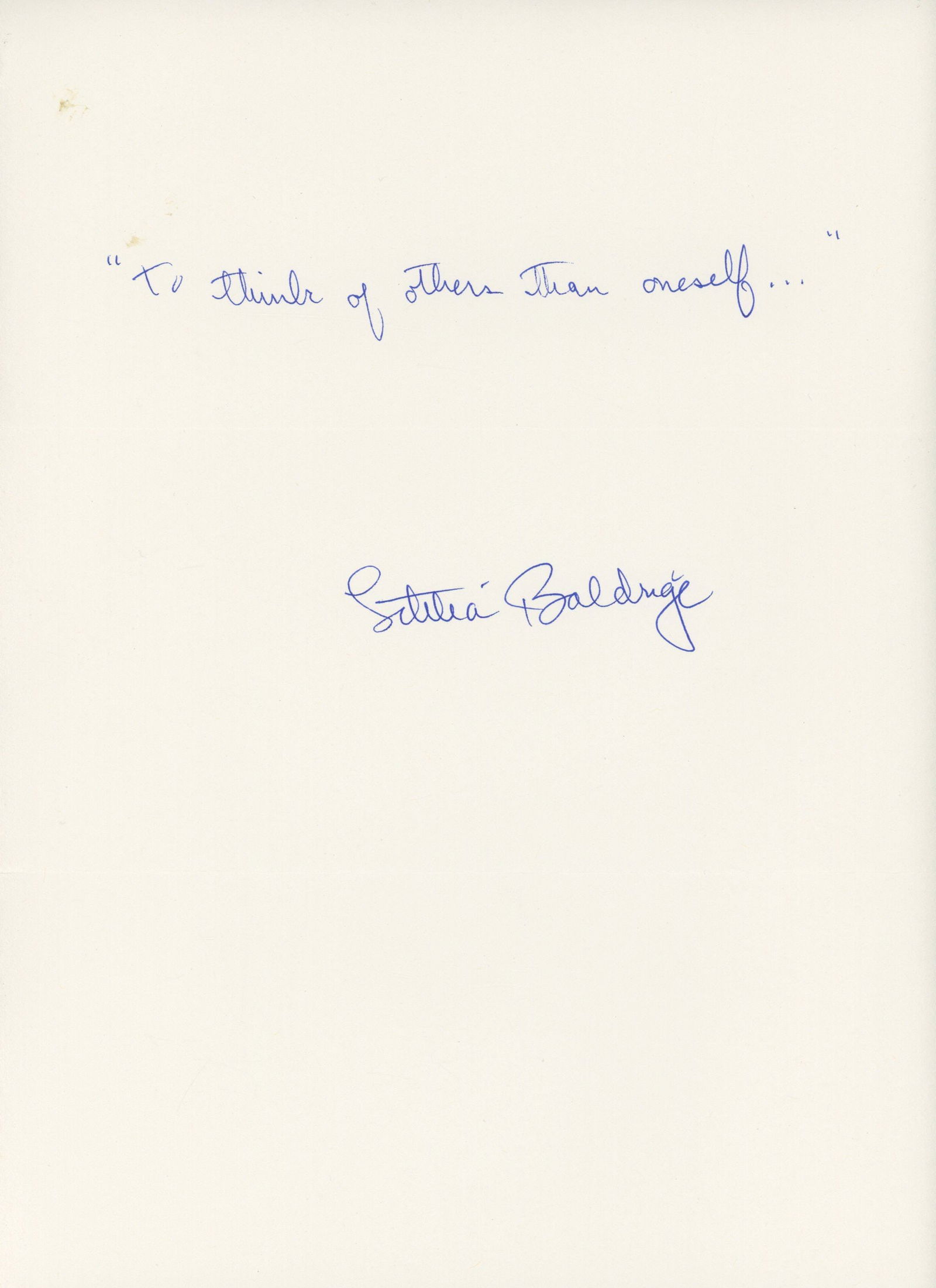 Letitia Baldrige – Jacqueline Kennedy Aide – Autographed Quotation Page (1 of 1)