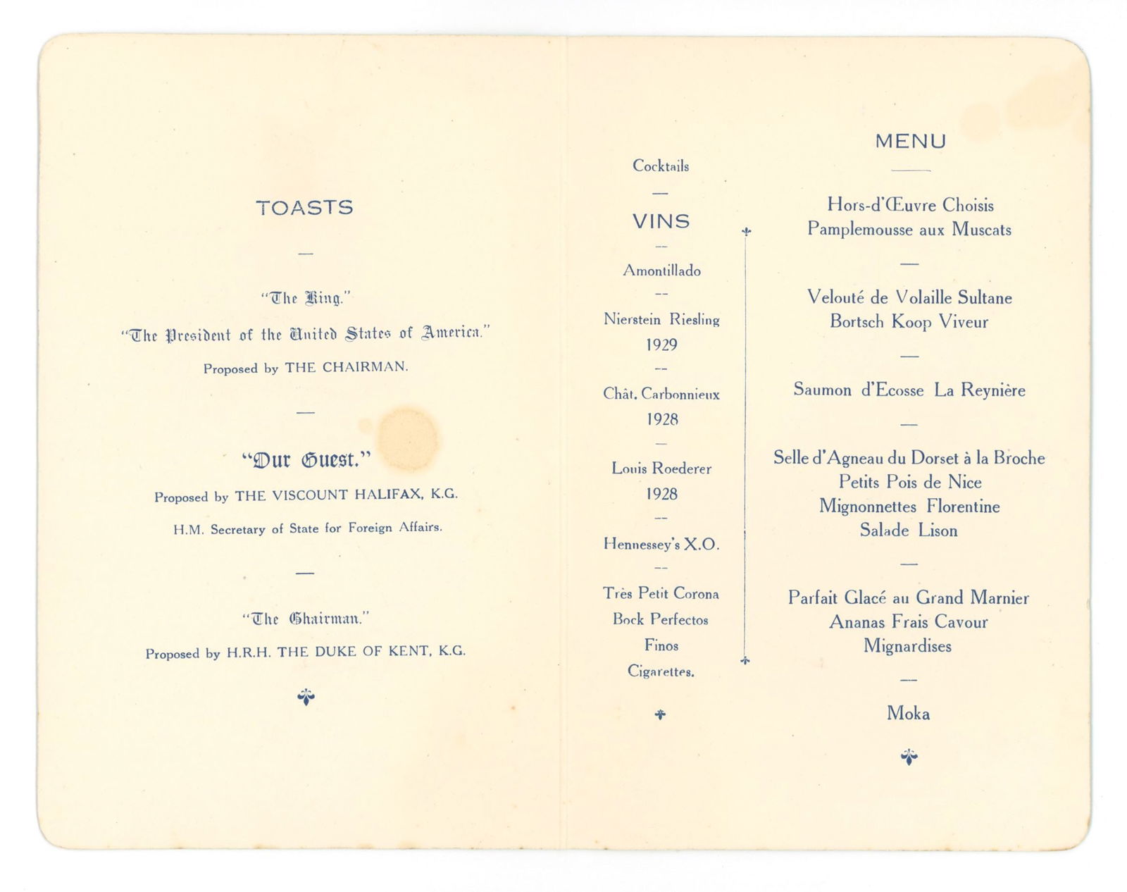 Joseph P. Kennedy Sr. – U.S. Ambassador to Great Britain – 1938 Pilgrims Banquet Program - 3