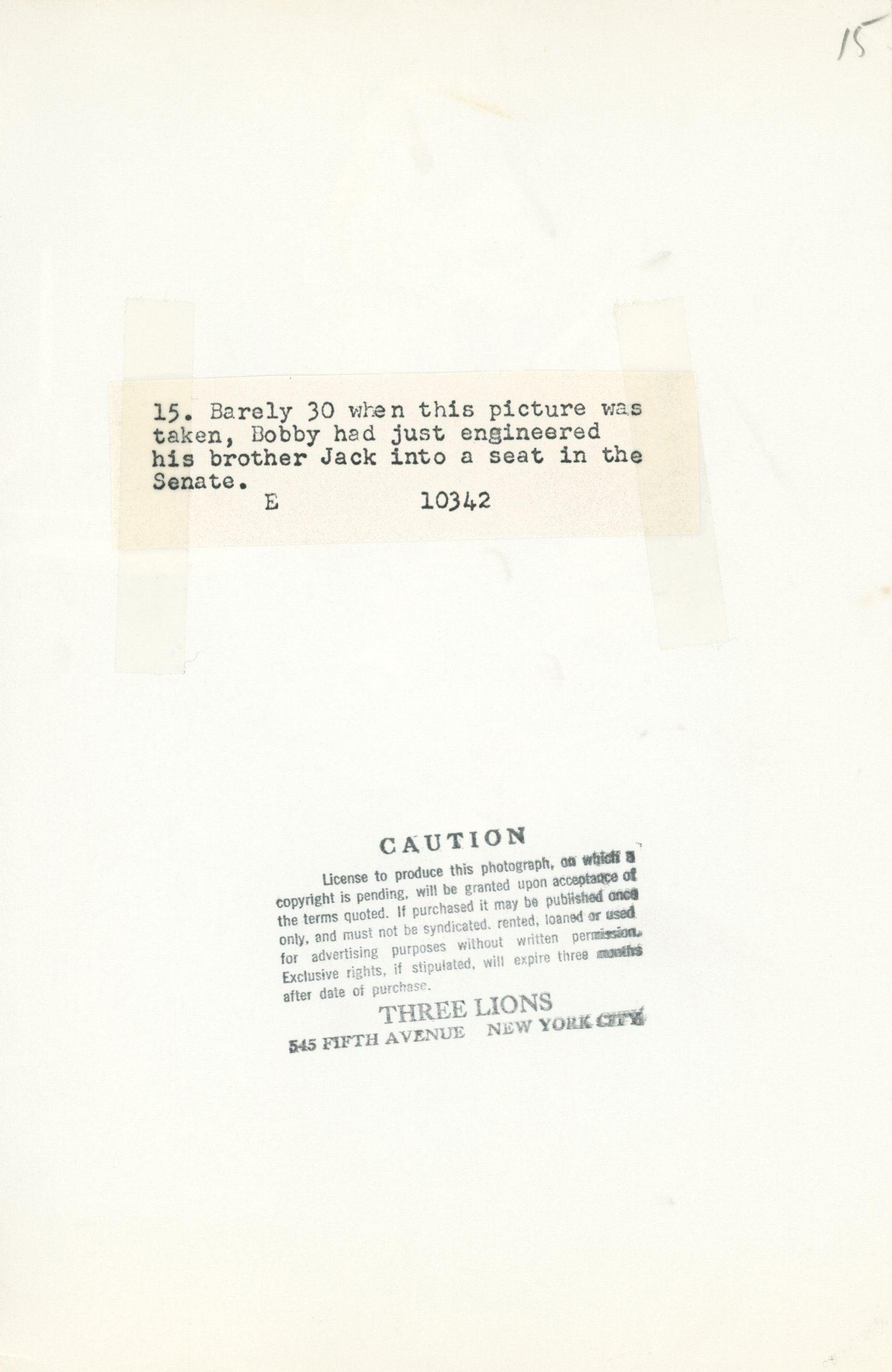 Robert F. Kennedy - Original 6.5 x 10" Three Lions Silver Gelatin Press Photograph - 2