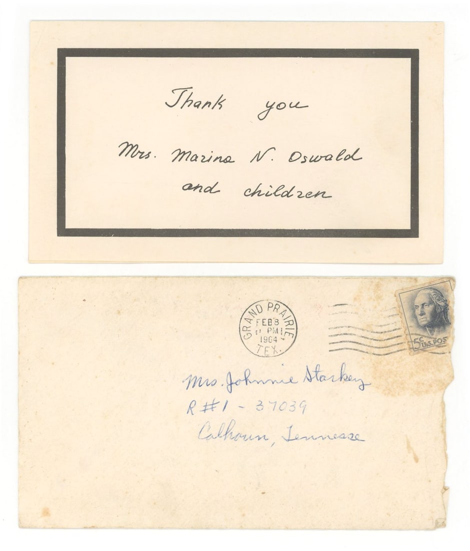 Marina Oswald – Lee Harvey Oswald’s Widow – Mourning Card & Handwritten Envelope & (1 of 1)