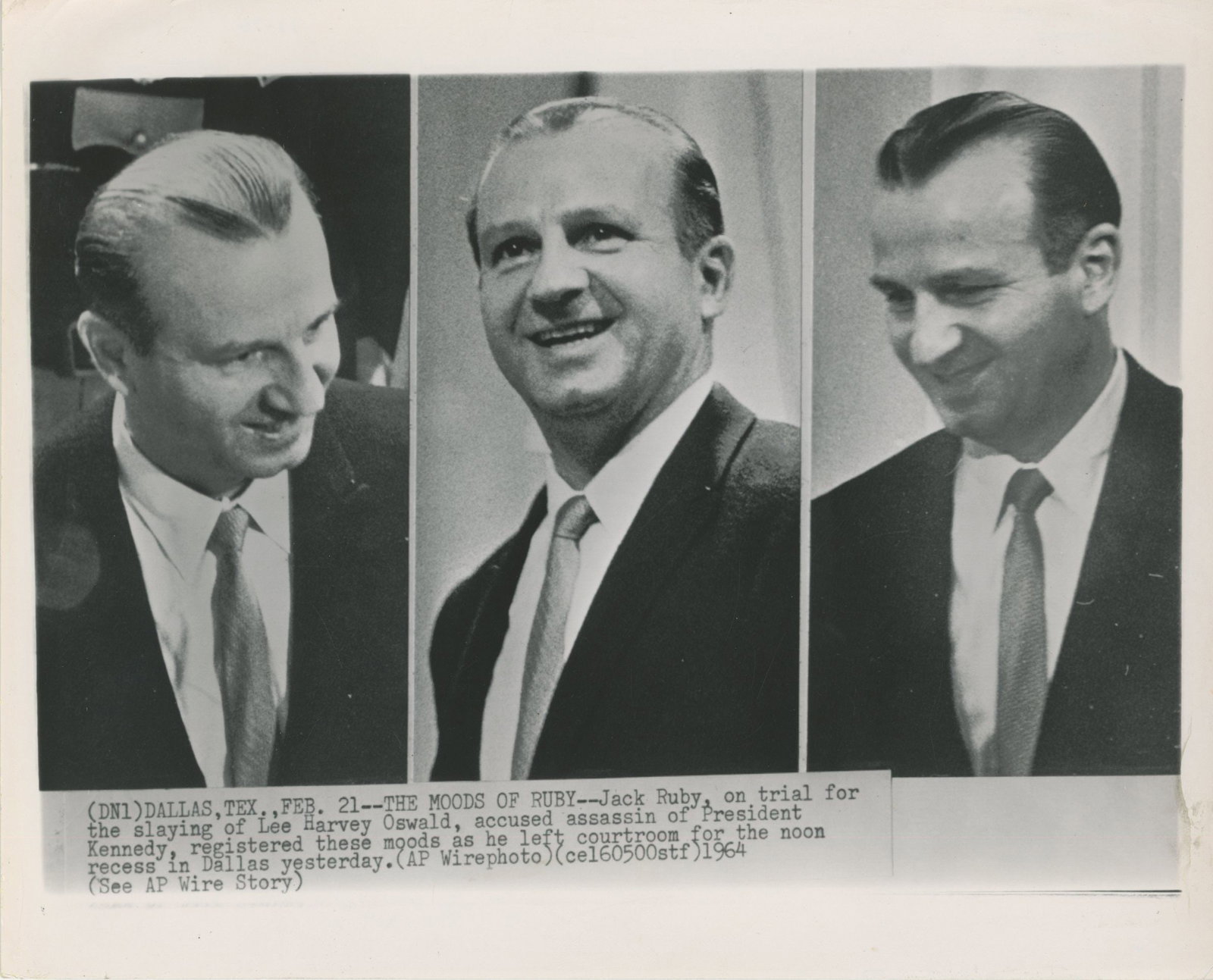 Jack Ruby – Original 1964 “Moods of Ruby” AP Press Photo Triptych – Dallas T (1 of 2)