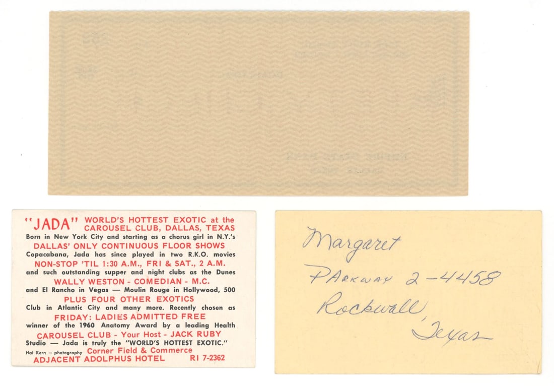 Jack Ruby – Dallas Carousel Club Ephemera & Personal Check – JFK Assassination Era - 2