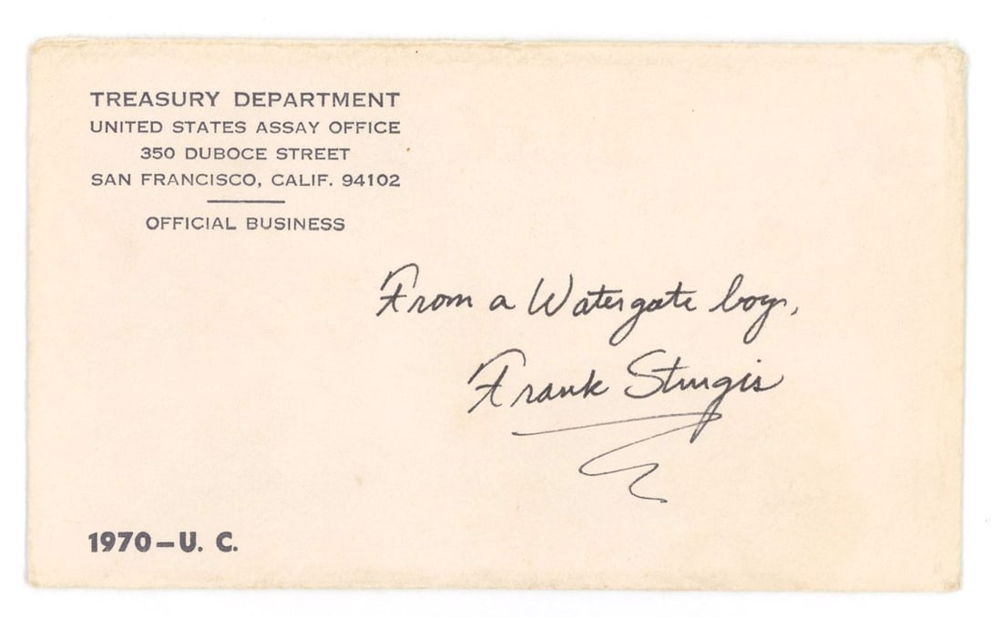 Frank Sturgis – "Watergate Boy" Inscribed Autographed U.S. Treasury Department Envelope (1 of 2)