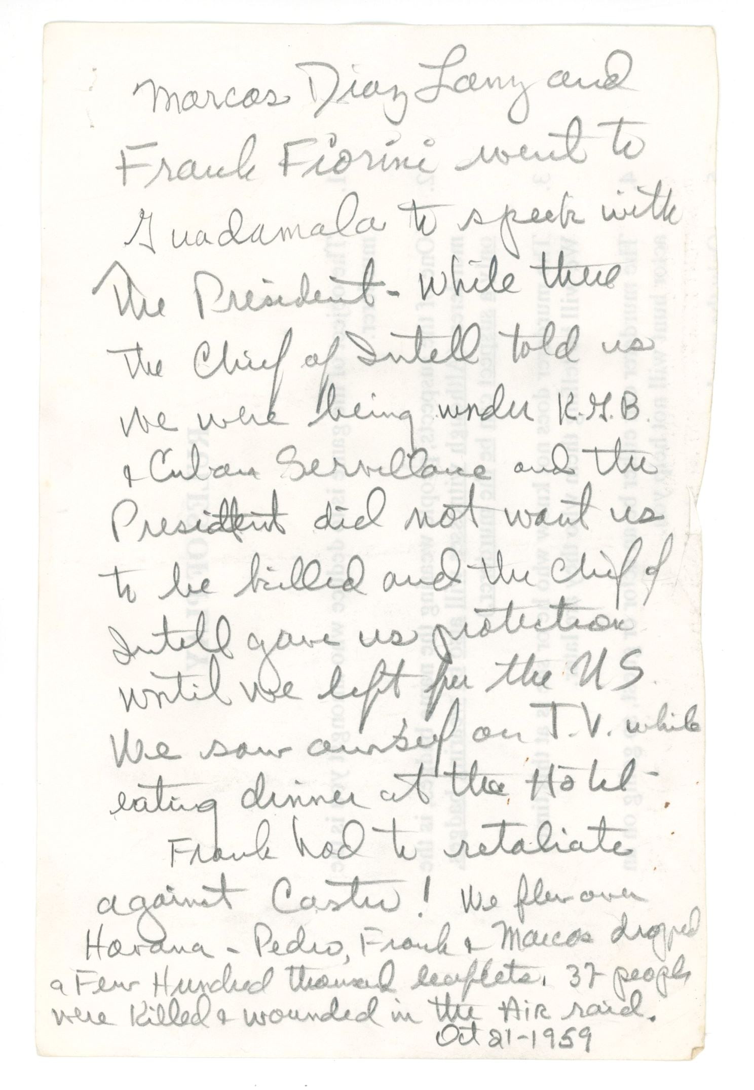 Frank Sturgis – 3-Page Manuscript – Anti-Castro Operations & CIA References – Sign - 4