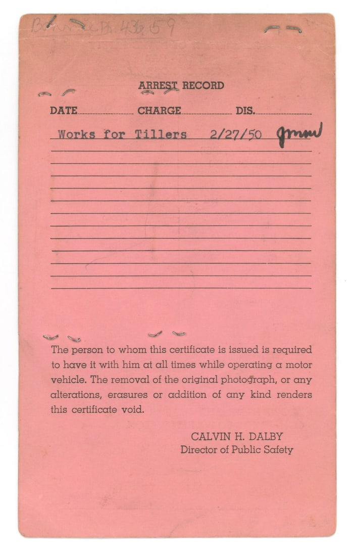 Frank Sturgis – JFK Era CIA Operative – 1943 Dept. of Public Safety Issued Taxi Driver  - 2