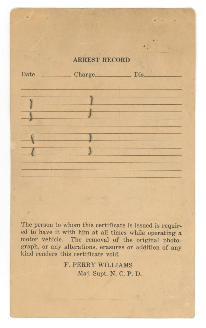 Frank Sturgis – JFK Era CIA Operative – 1950 Police-Issued Taxi Driver License - 2