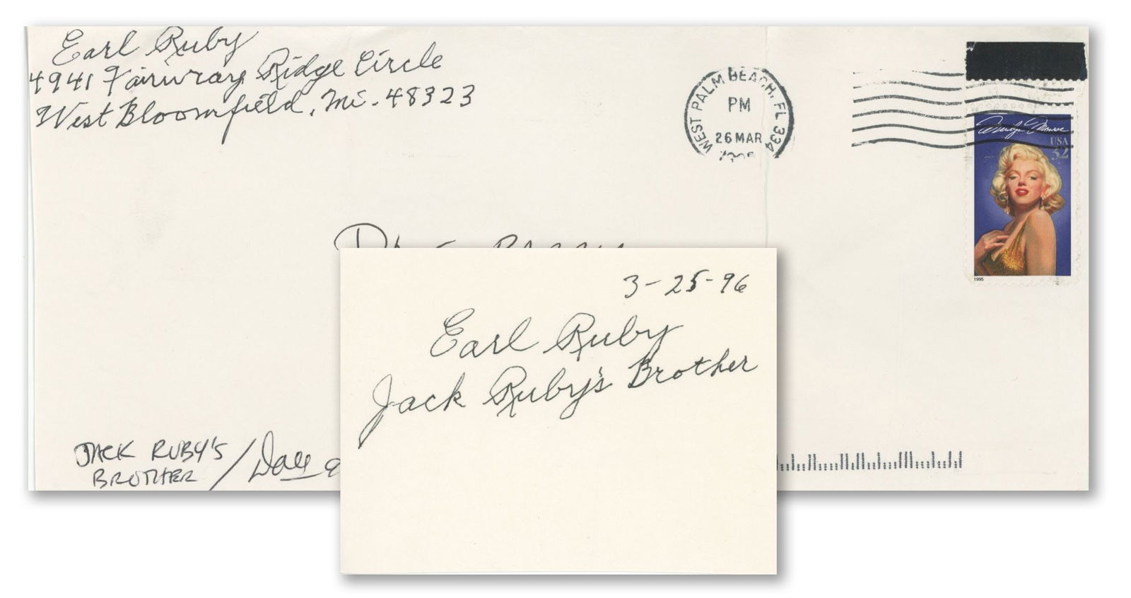 Earl Ruby – Jack Ruby’s Brother – Autographed Card & Signed Mailing Envelope (1 of 3)