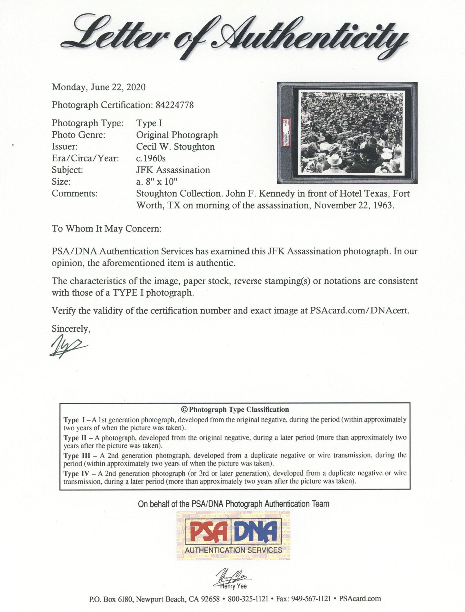 John F. Kennedy – Assassination Day Crowd Scene – PSA Type I Photograph – Cecil St - 3