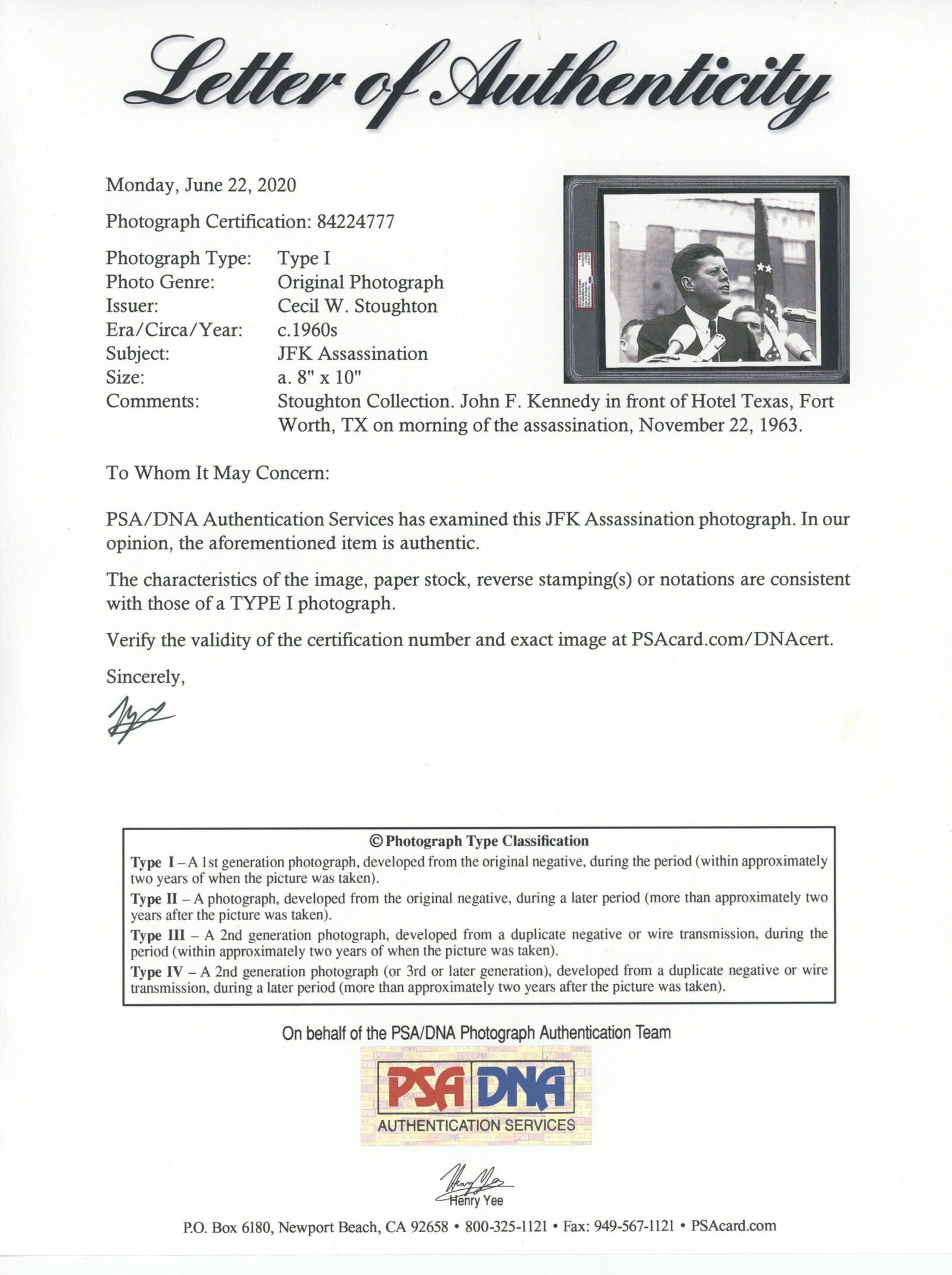 John F. Kennedy – Assassination Day Speech – 10 x 8" Original Type 1 Photo – Fort  - 3