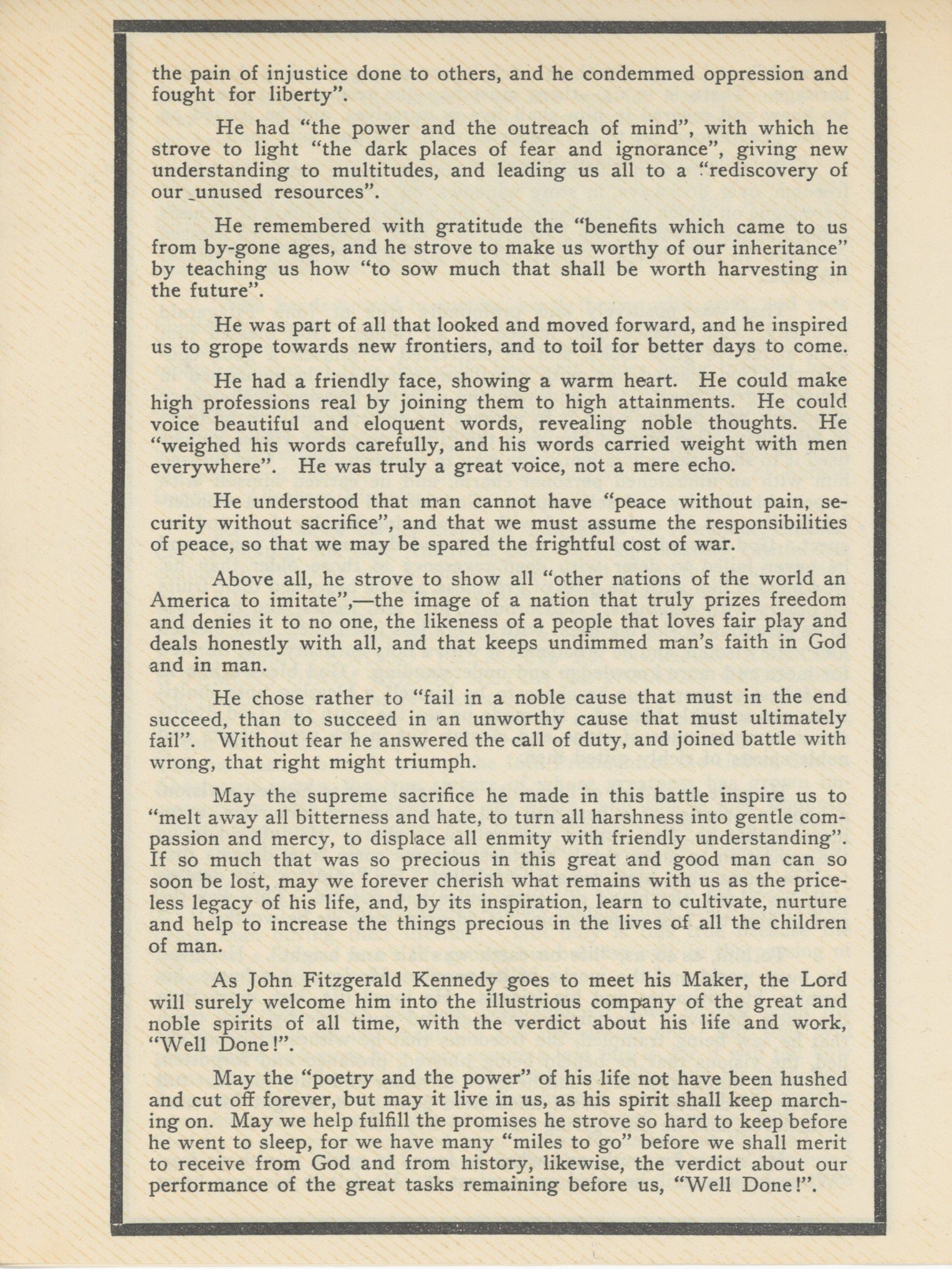 John F. Kennedy – B’nai Israel Memorial Service Program – Washington, D.C. Mournin - 4