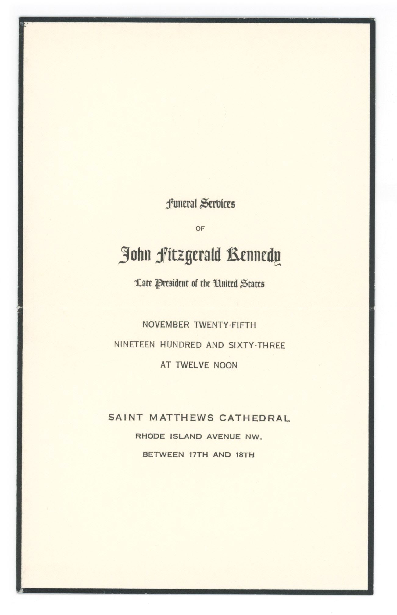 John F. Kennedy – Funeral Service Announcement, Mass Booklet & Prayer Card – Arlington B - 2