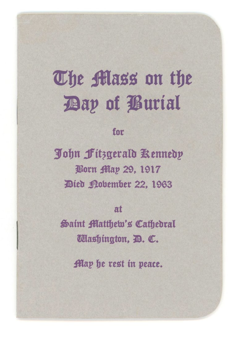 John F. Kennedy – Funeral Service Announcement, Mass Booklet & Prayer Card – Arlington B - 3