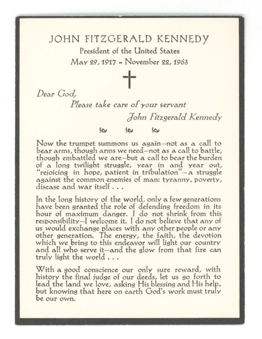 John F. Kennedy – Funeral Service Announcement, Mass Booklet & Prayer Card – Arlington B - 6