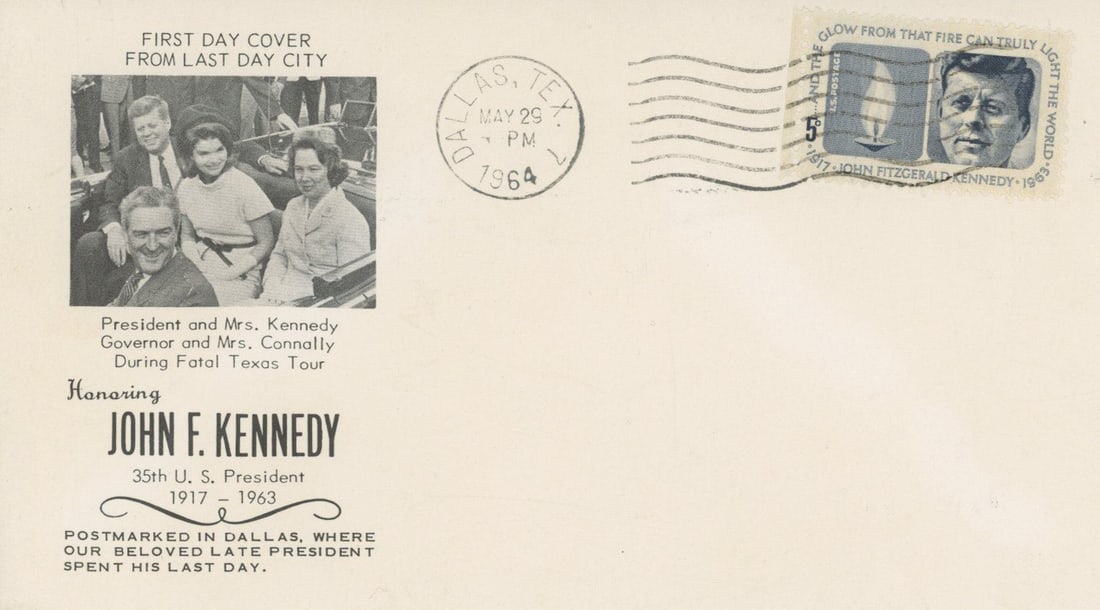 John F. Kennedy – Memorial Mourning Card & Dallas Postmarked First Day Cover - 3
