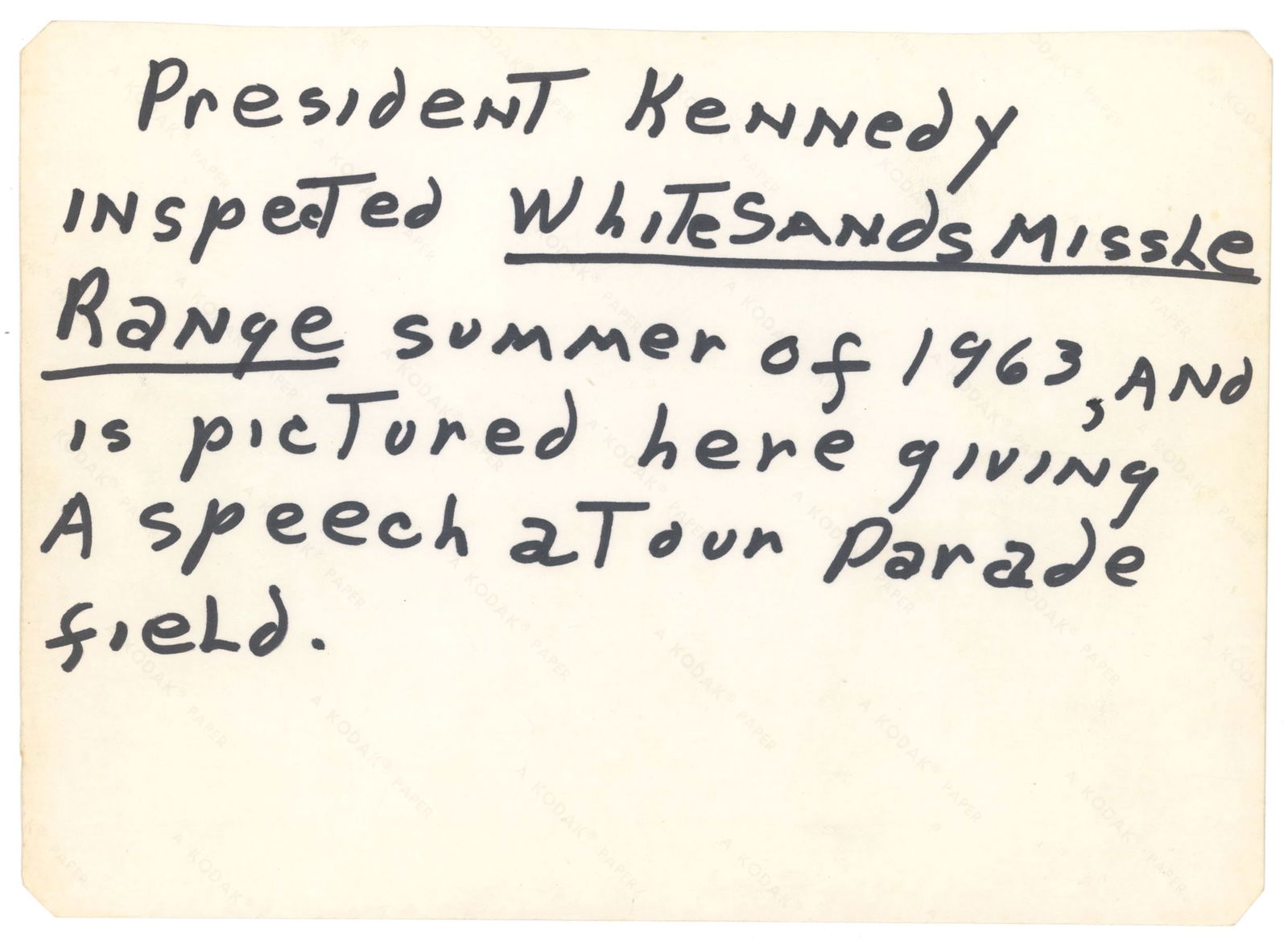 John F. Kennedy – White Sands Missile Range – Archive of 7 Original Double-Weight Period - 3