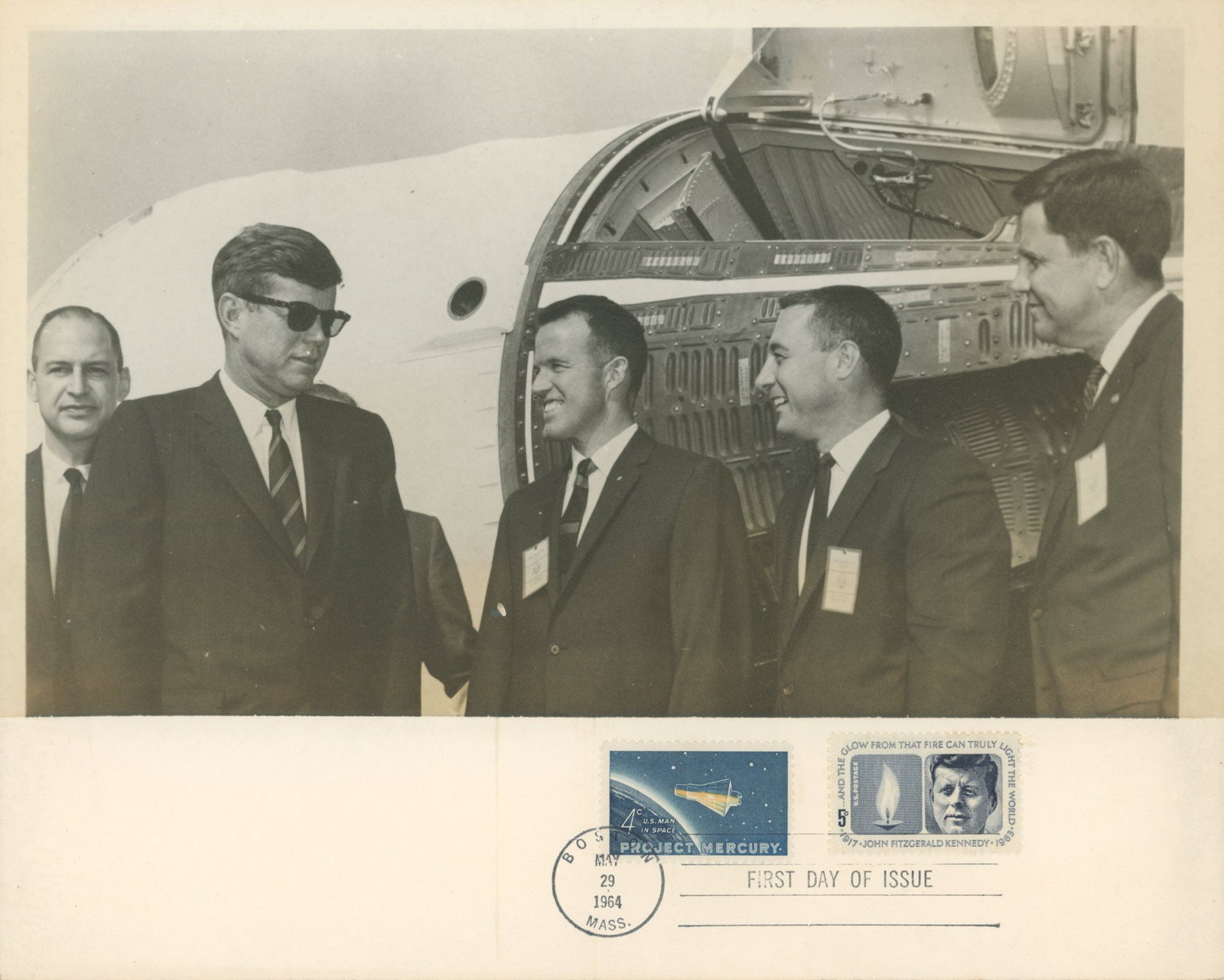 John F. Kennedy & Mercury Seven – NASA Visit Scene – Original 10 x 8 Photo with Affixed  (1 of 1)