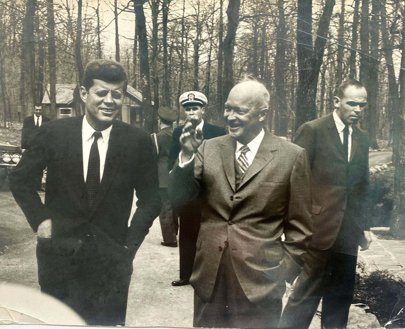 John F. Kennedy & Dwight D. Eisenhower – Camp David – Original 11 x 9 Press Photograph (1 of 2)