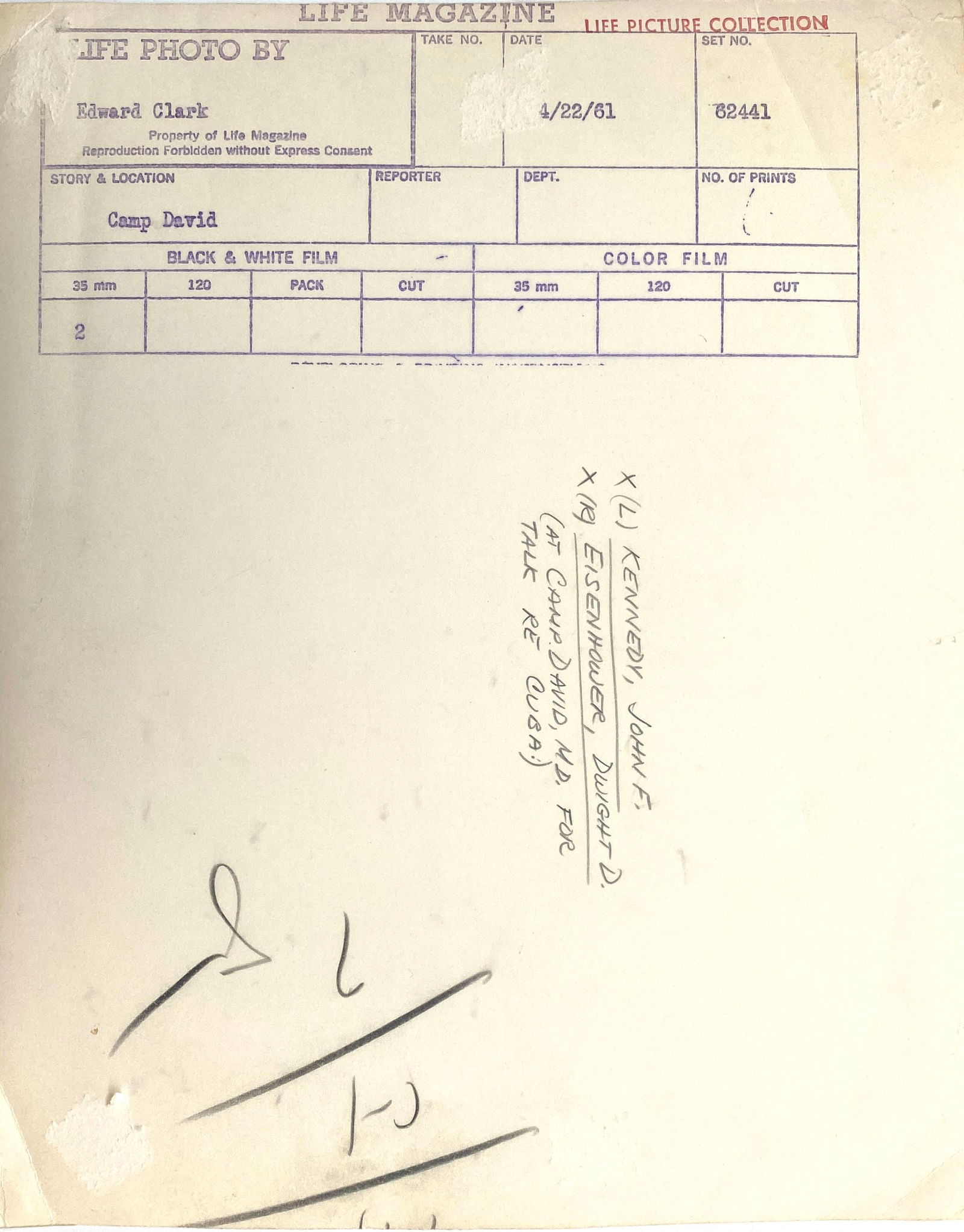 John F. Kennedy & Dwight D. Eisenhower – Camp David – Original 11 x 9 Press Photograph - 2