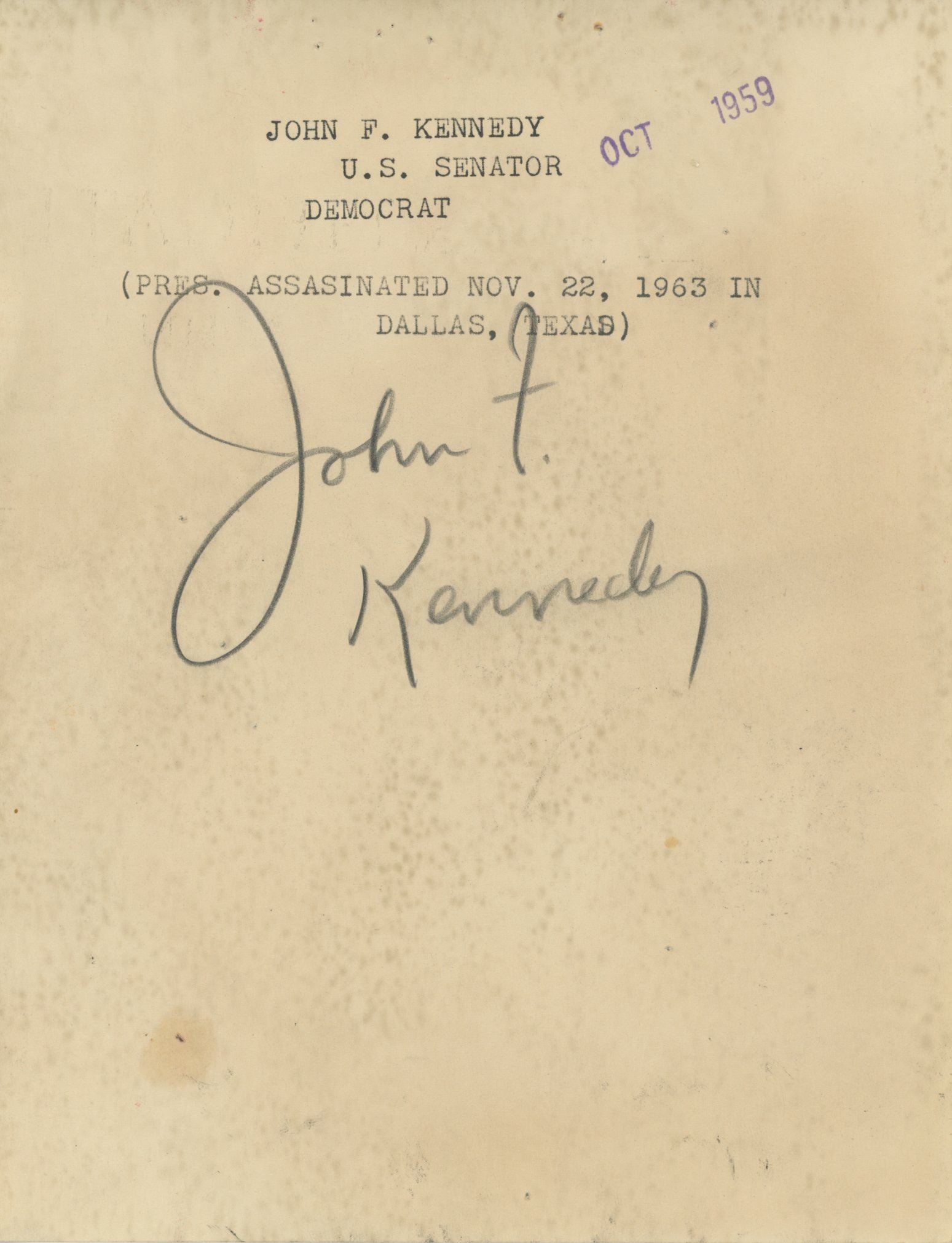 John F. Kennedy – U.S. Senator Portrait – Original 6.5 x 8.5 Press Photograph – 19 - 2