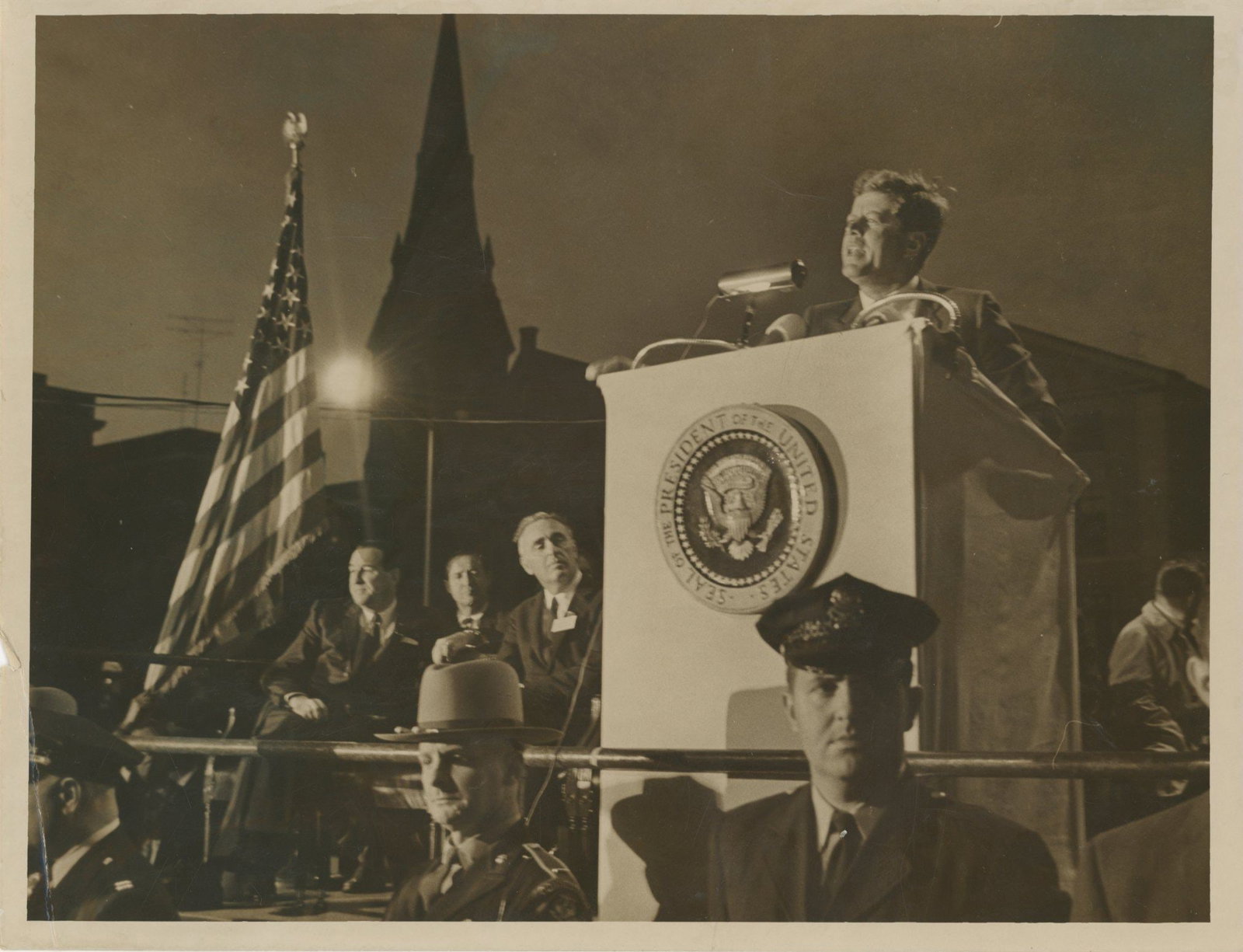 John F. Kennedy – Nighttime Campaign Address – Original 8.5 x 6.5 Press Photograph (1 of 2)
