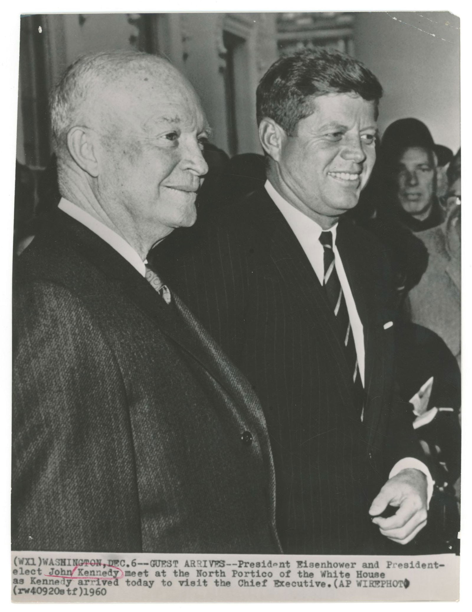 JFK with President Eisenhower – White House Meeting – Original Press Photo – Dec.  (1 of 2)