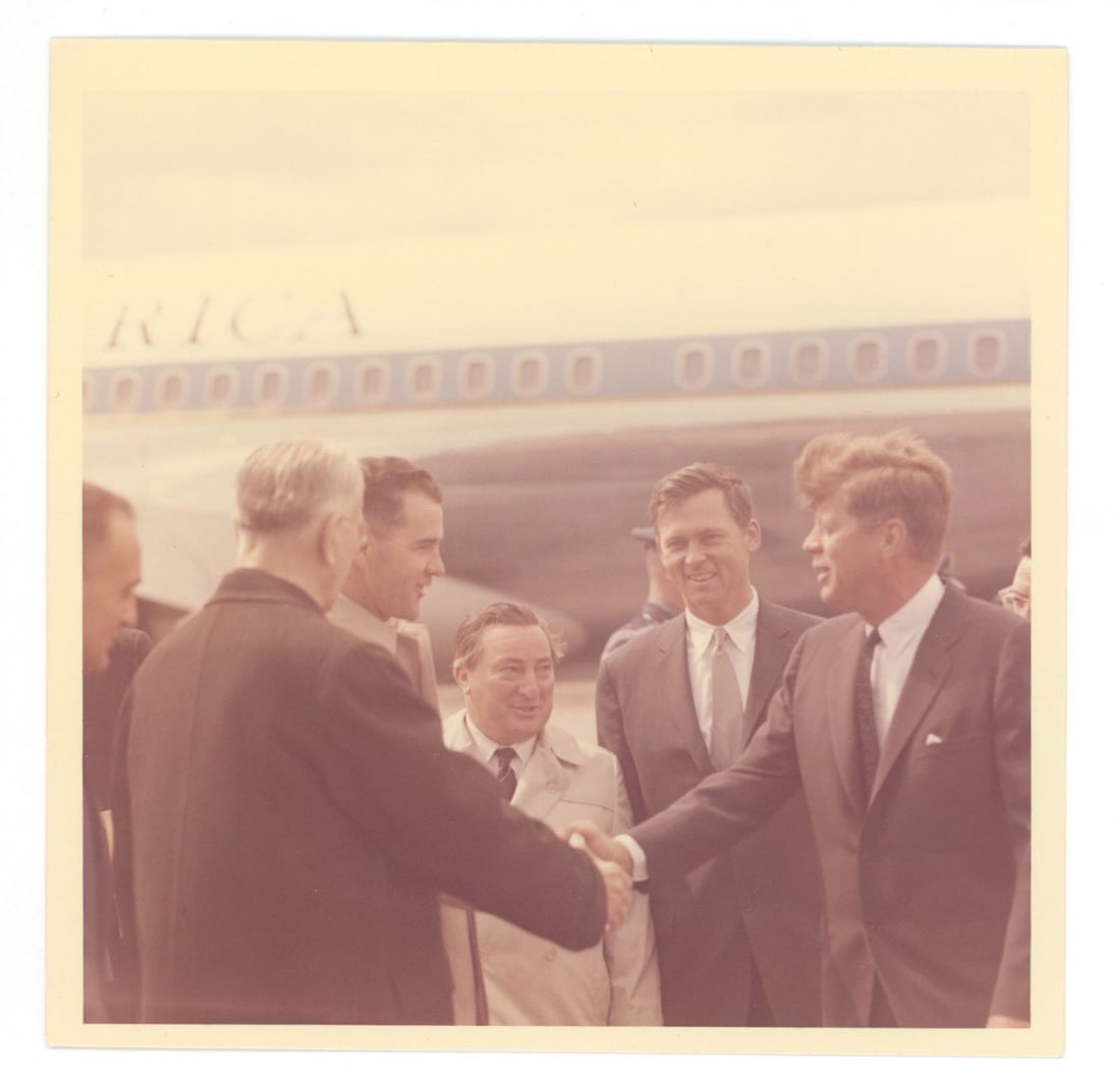 John F. Kennedy – Greeting Officials on Tarmac – Original 5 × 5” Cecil Stough (1 of 2)