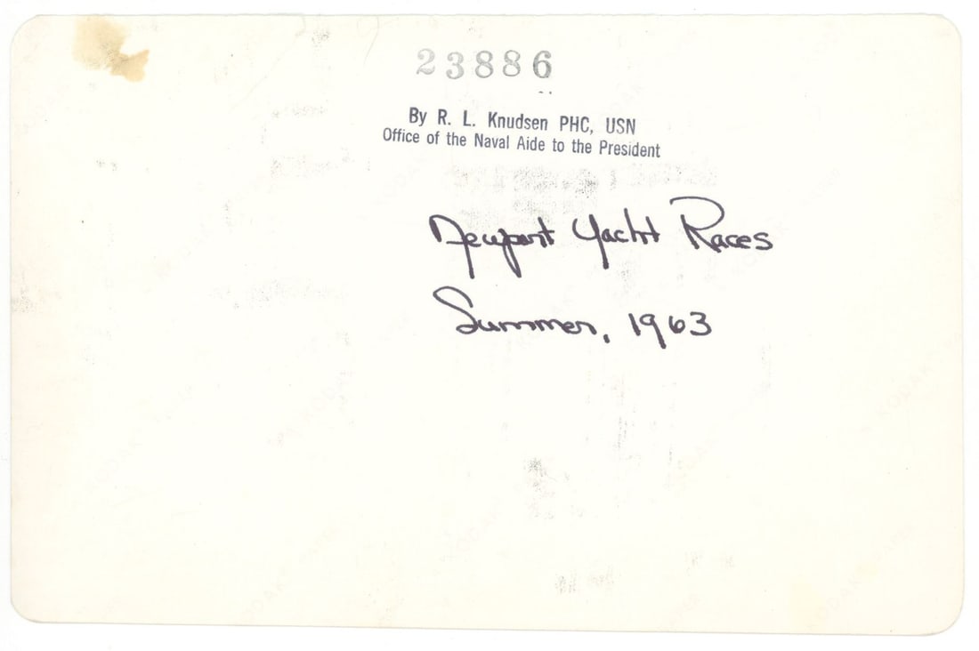 John F. Kennedy – Newport Yacht Races – 7 x 5" Photo with Malcolm Kilduff Handwritten An - 2