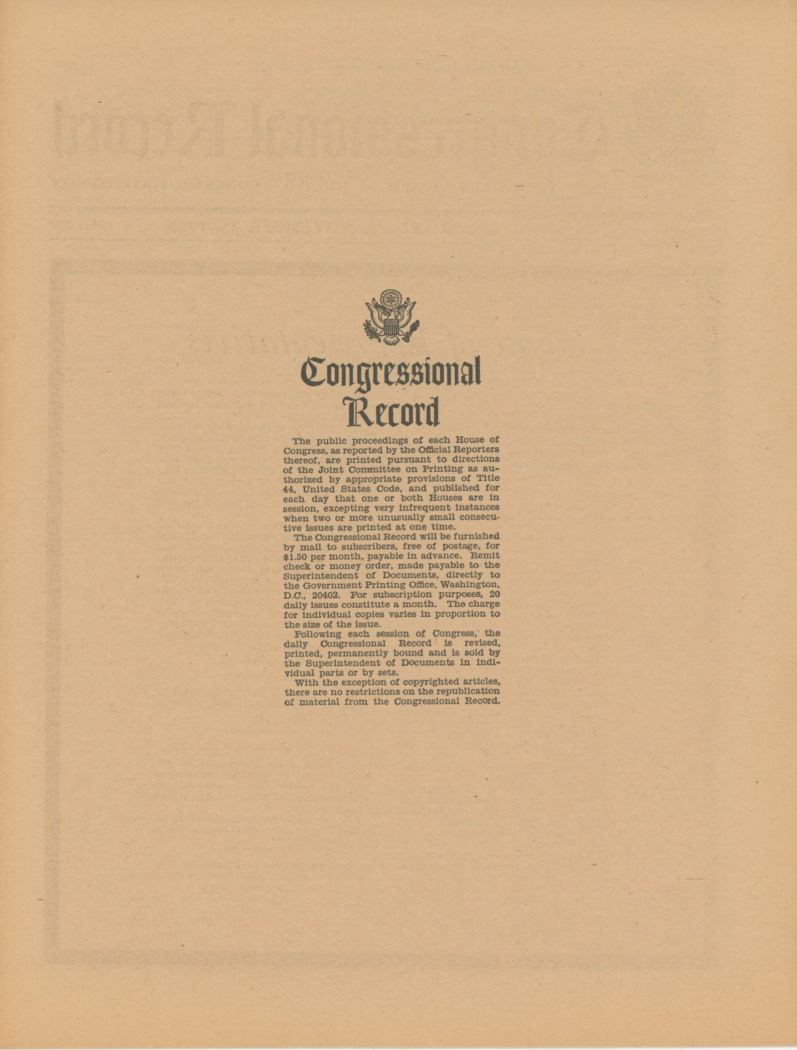 John F. Kennedy – Congressional Record – Assassination Proceedings – 7-Page Govern - 2