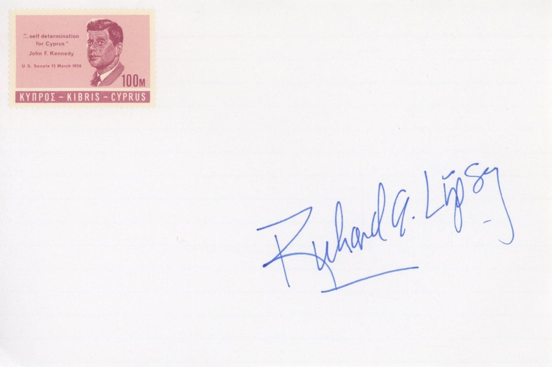 Richard Lipsey – JFK Autopsy Witness – Autographed 6 x 4 Card with Cyprus JFK Stamp (1 of 1)