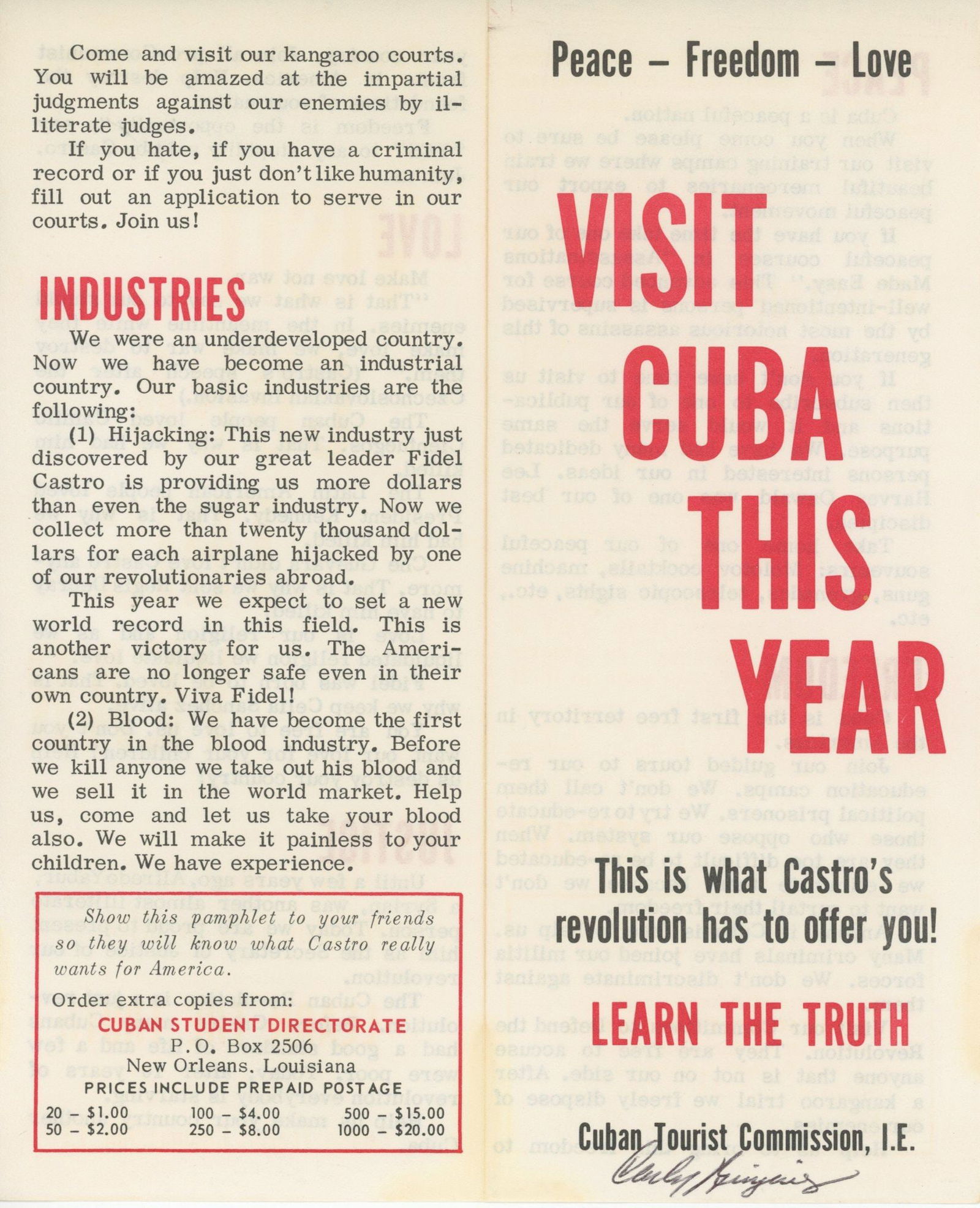 Carlos Bringuier – Cuban Exile & Oswald Adversary – Autographed Anti-Castro Pamphlet (1 of 2)