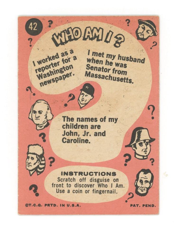Jacqueline Kennedy 1967 Topps "Who Am I?" Trading Card #42 in the Series - 2