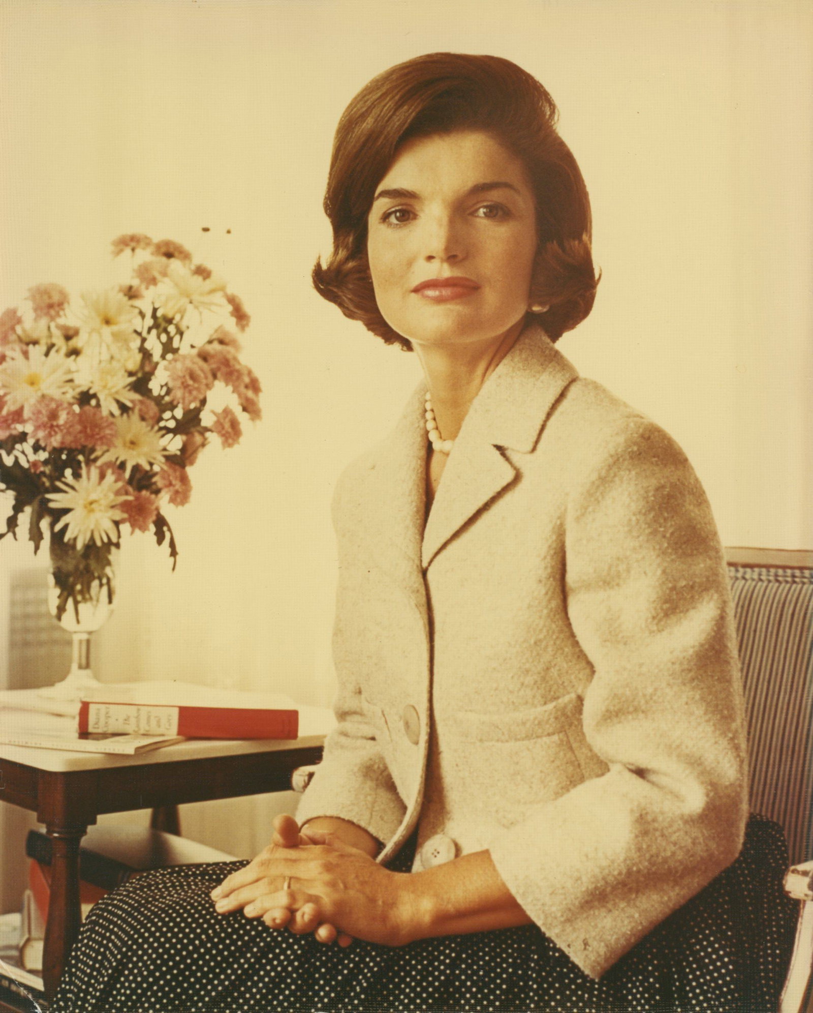 Jacqueline Kennedy – Vintage Slide-O-Chrome 8 x 10" Color Photograph – Seated Portrait (1 of 2)