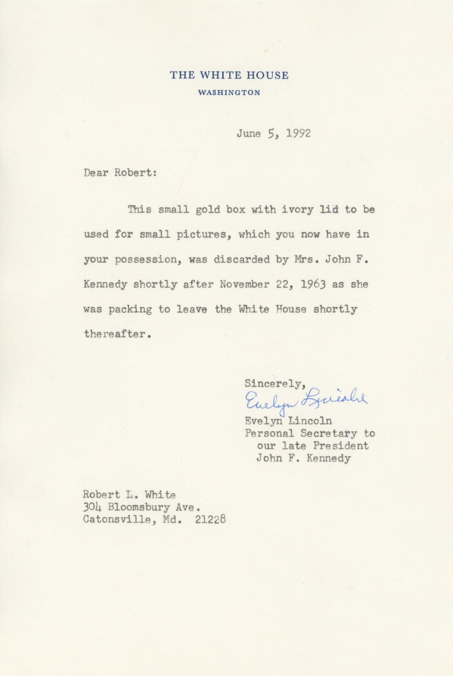 Jacqueline Kennedy – Personally Owned Ivory Lid Gold Photo Box with Evelyn Lincoln Provenance - 2