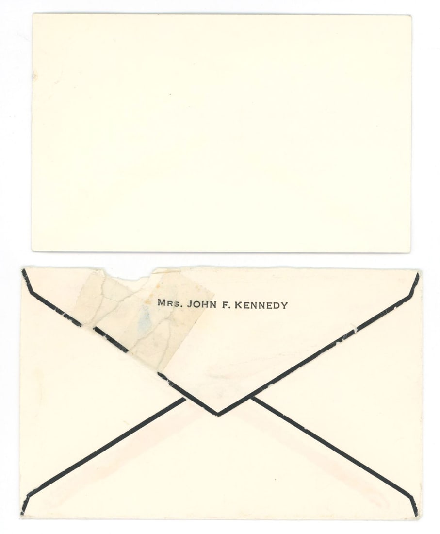 Jacqueline Kennedy – JFK Assassination Sympathy Card & Original Envelope – Mourning Stat - 2