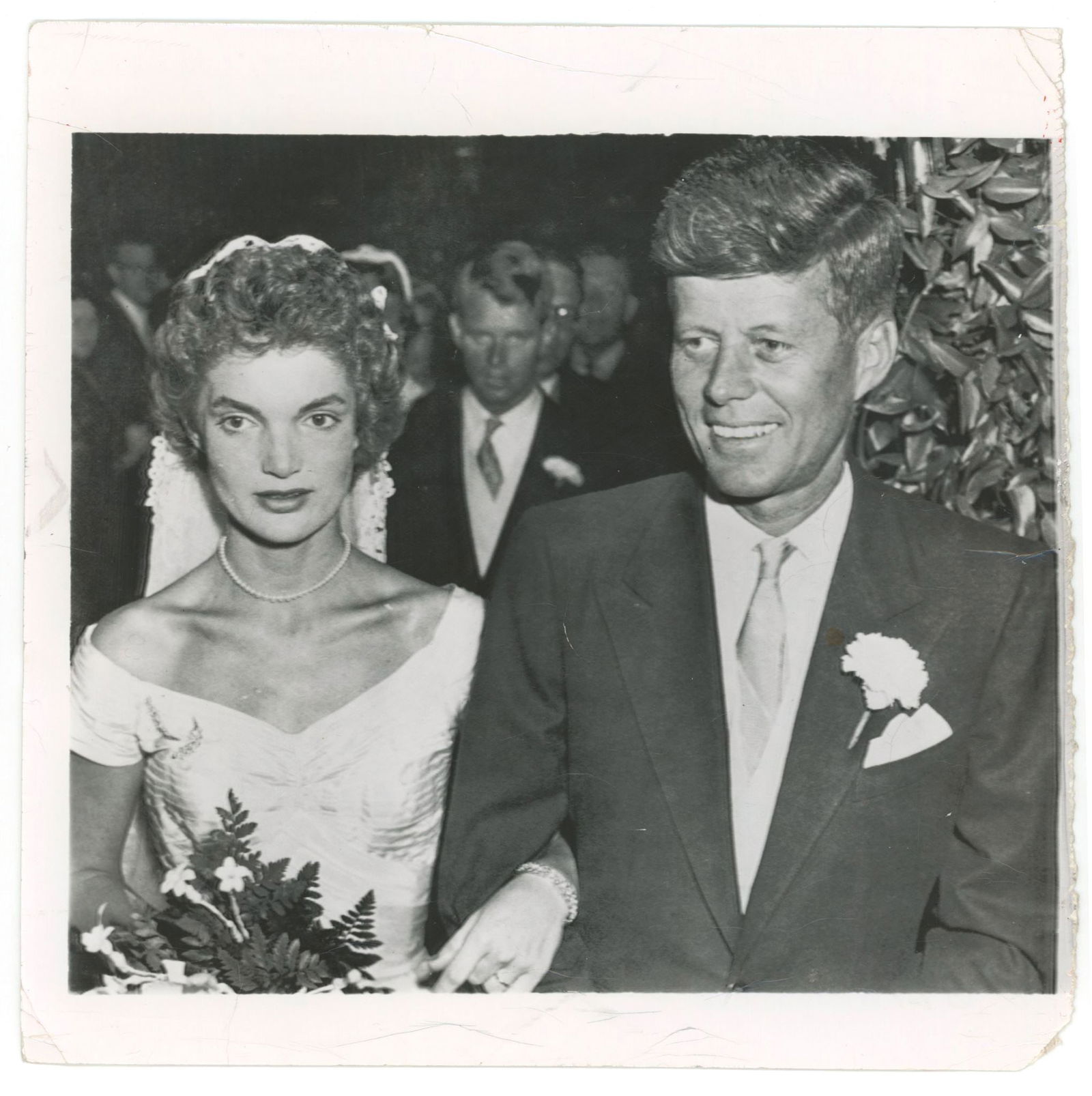 John F. Kennedy & Jacqueline Kennedy – Wedding Day – Original 8 x 8” Press Photogr (1 of 2)