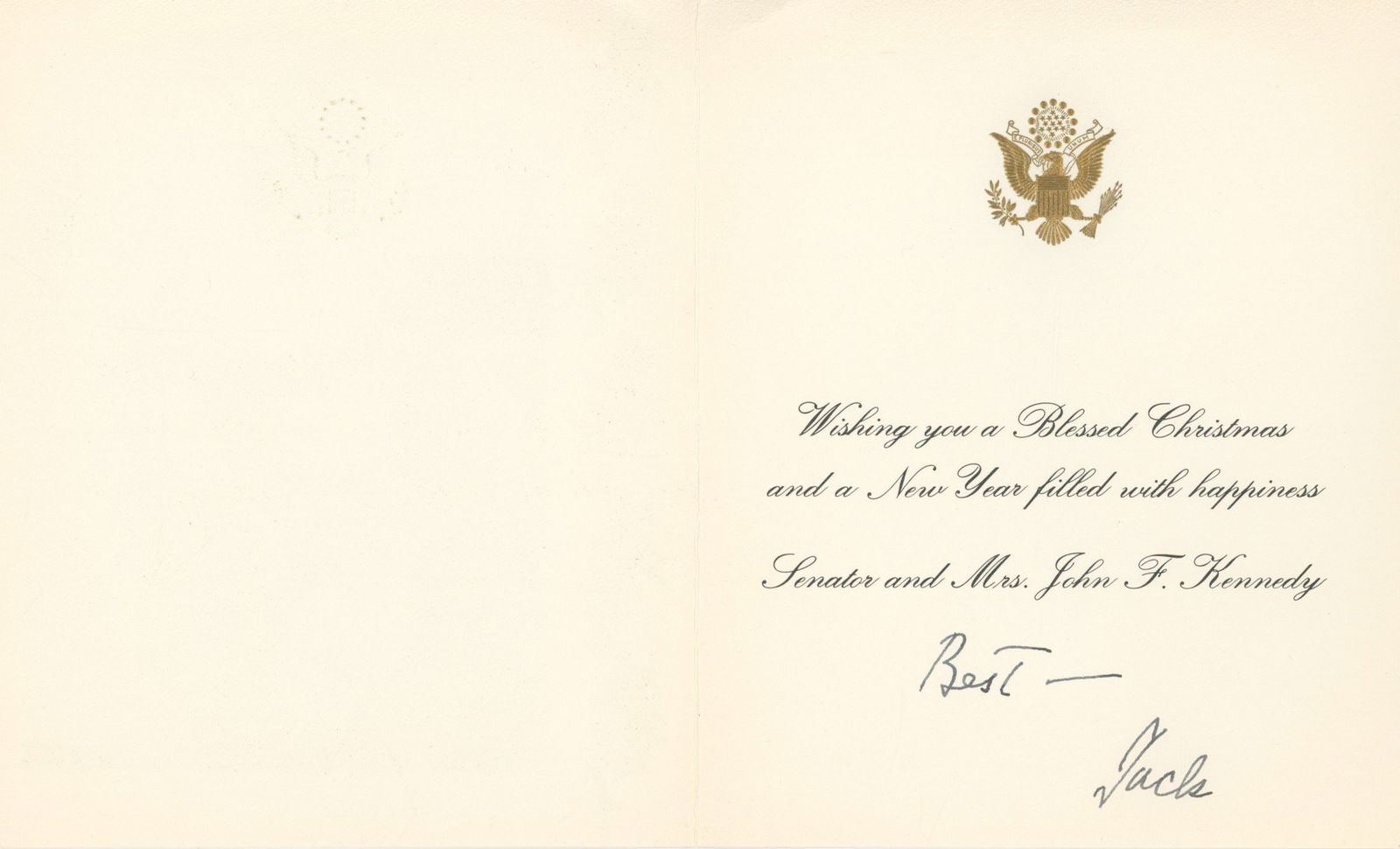 John F. Kennedy & Jacqueline Kennedy – Christmas Card with JFK Autopen Signature - 2