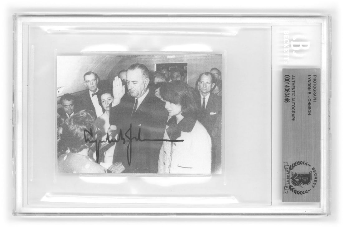 Lyndon B. Johnson – 36th U.S. President – Autographed Slabbed Photograph – Swearin (1 of 2)