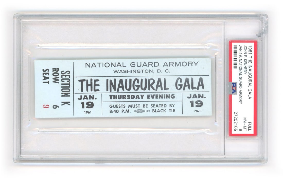 John F. Kennedy – Presidential Inaugural Gala – PSA Encapsulated Admission Ticket – (1 of 2)