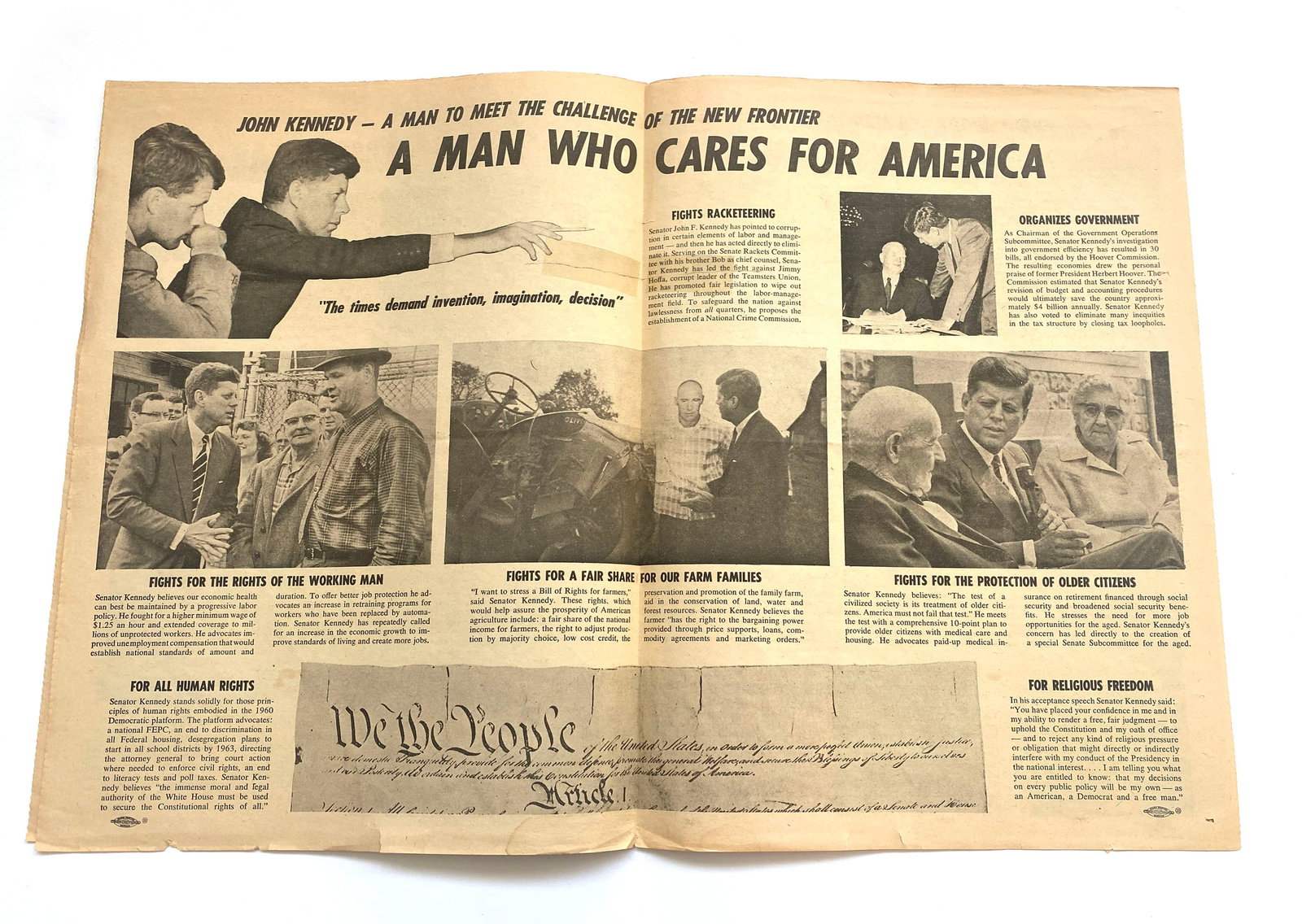 John F. Kennedy – 1960 Presidential Campaign Newsprint – “Leadership for the 60 - 3
