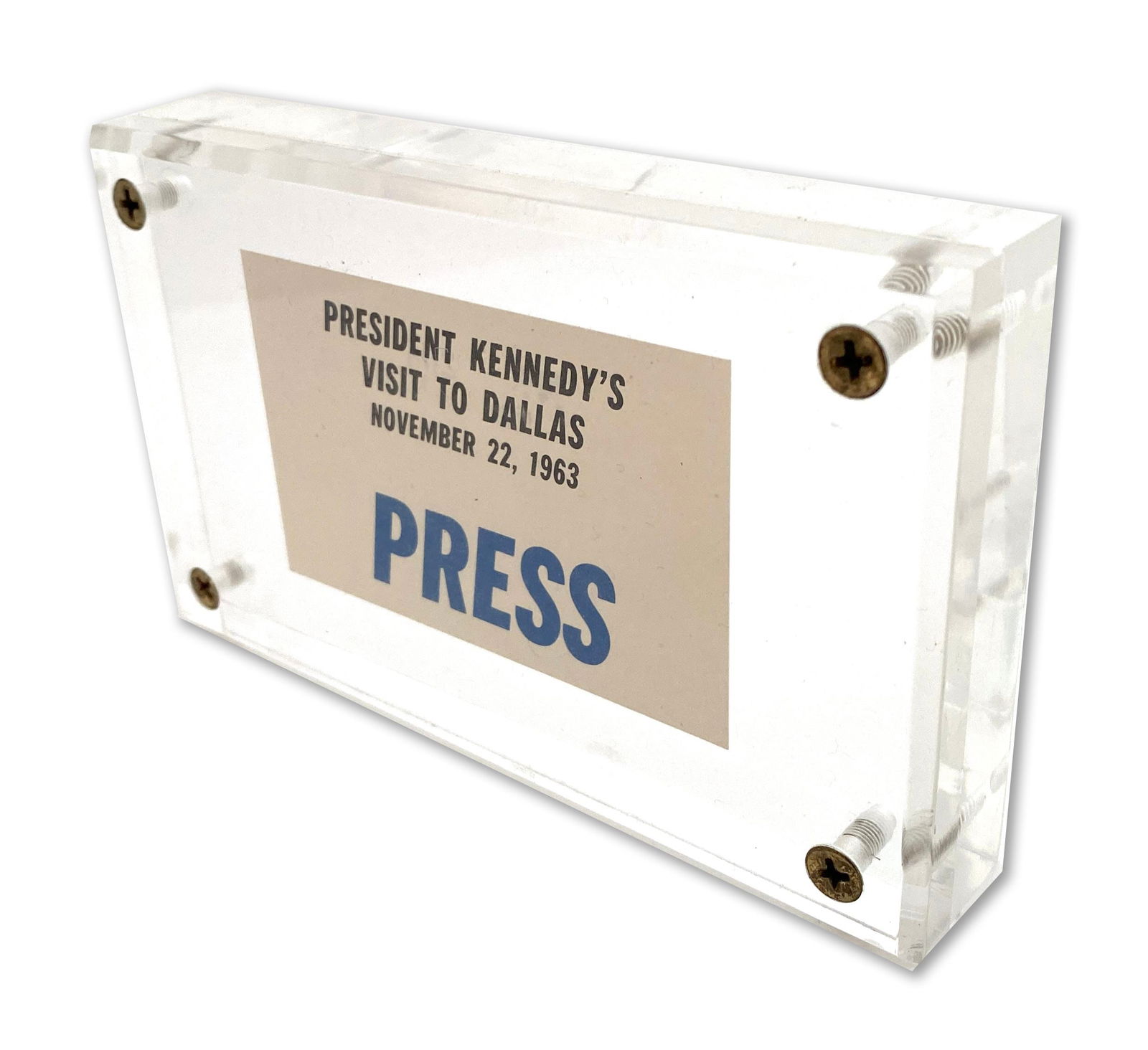 John F. Kennedy – Dallas Assassination Day – Scarce Original Press Pass – November - 2