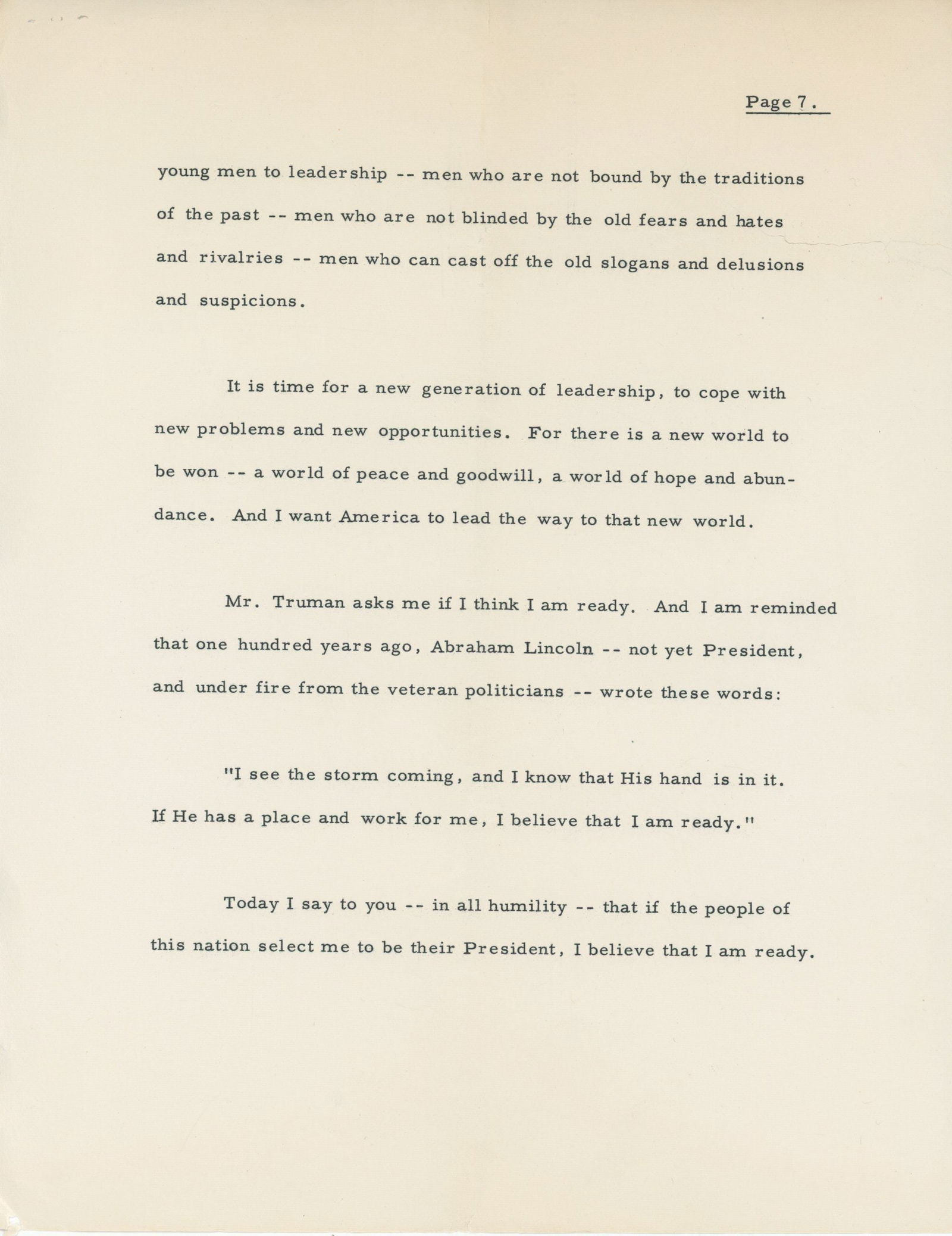 John F. Kennedy – 1960 Presidential Campaign – Autographed 7-Page Press Release Respondi - 7