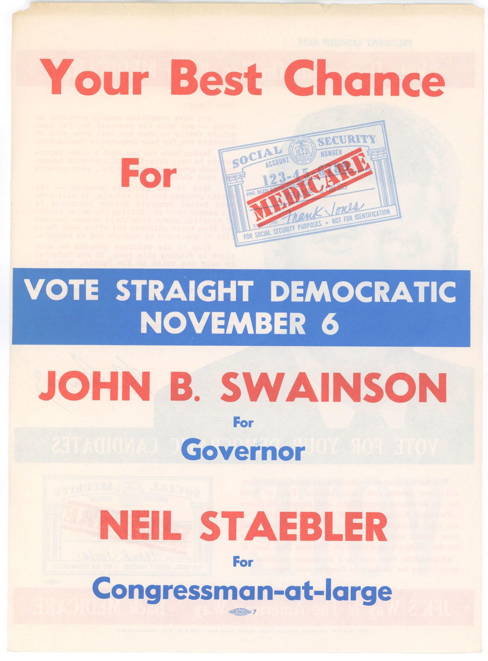 John F. Kennedy – Medicare Campaign Flyer – Democratic National Committee – 1962 - 2