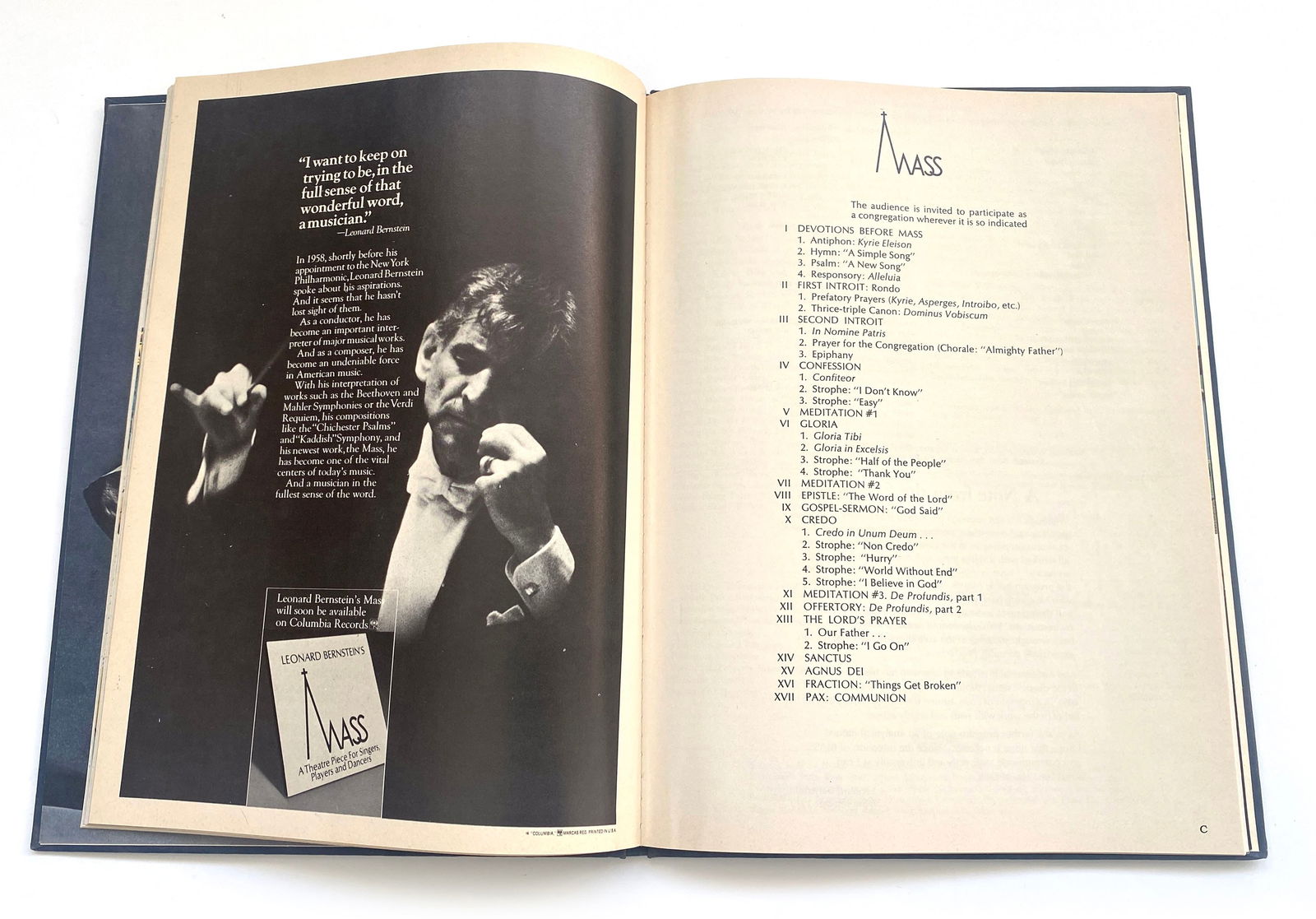 John F. Kennedy Center – Inaugural Program – 1971 Hard Cover – Leonard Bernstein & - 4