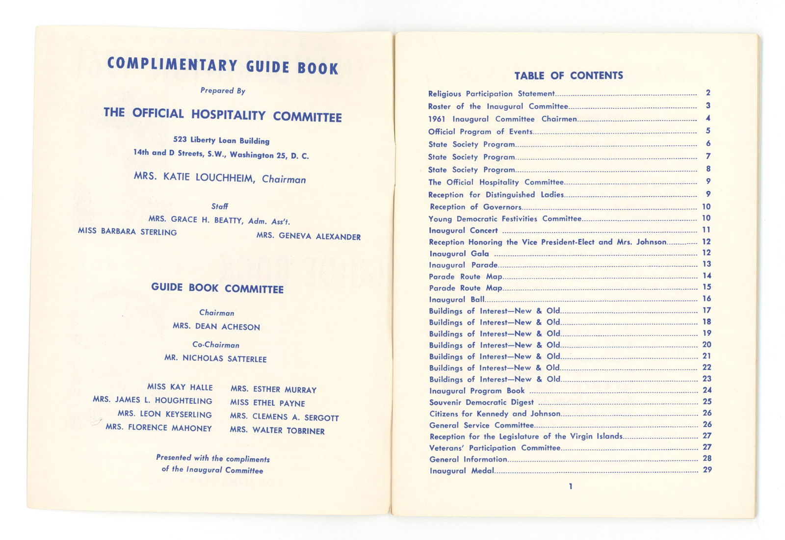 John F. Kennedy – 1961 Presidential Inauguration – 29-Page Pocket Guide Book - 2