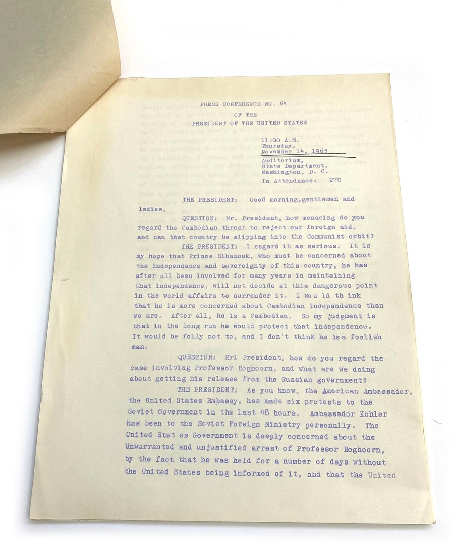 John F. Kennedy – November 14, 1963 – White House Press Conference 18-Page Stenotype Tra - 4