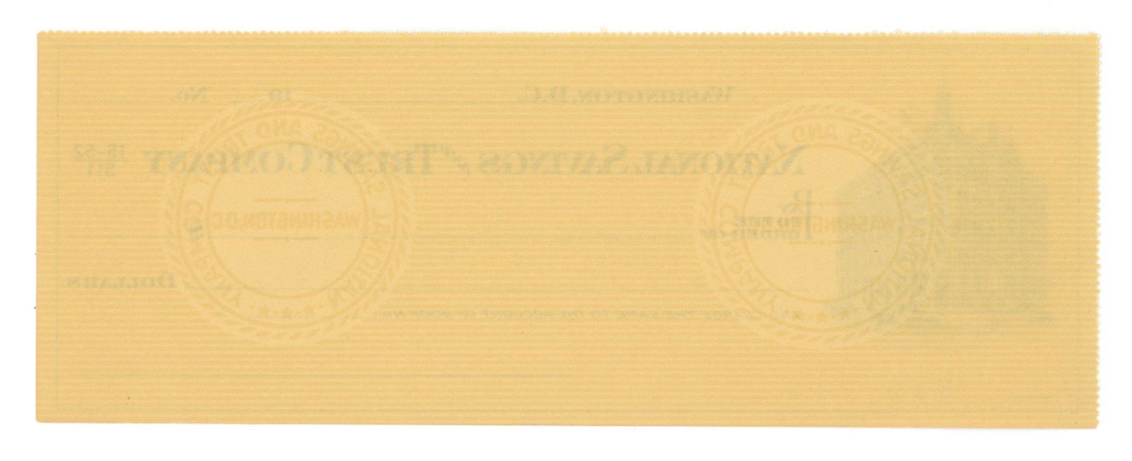 John F. Kennedy – Personally Owned Blank Check – National Savings and Trust Company - 2